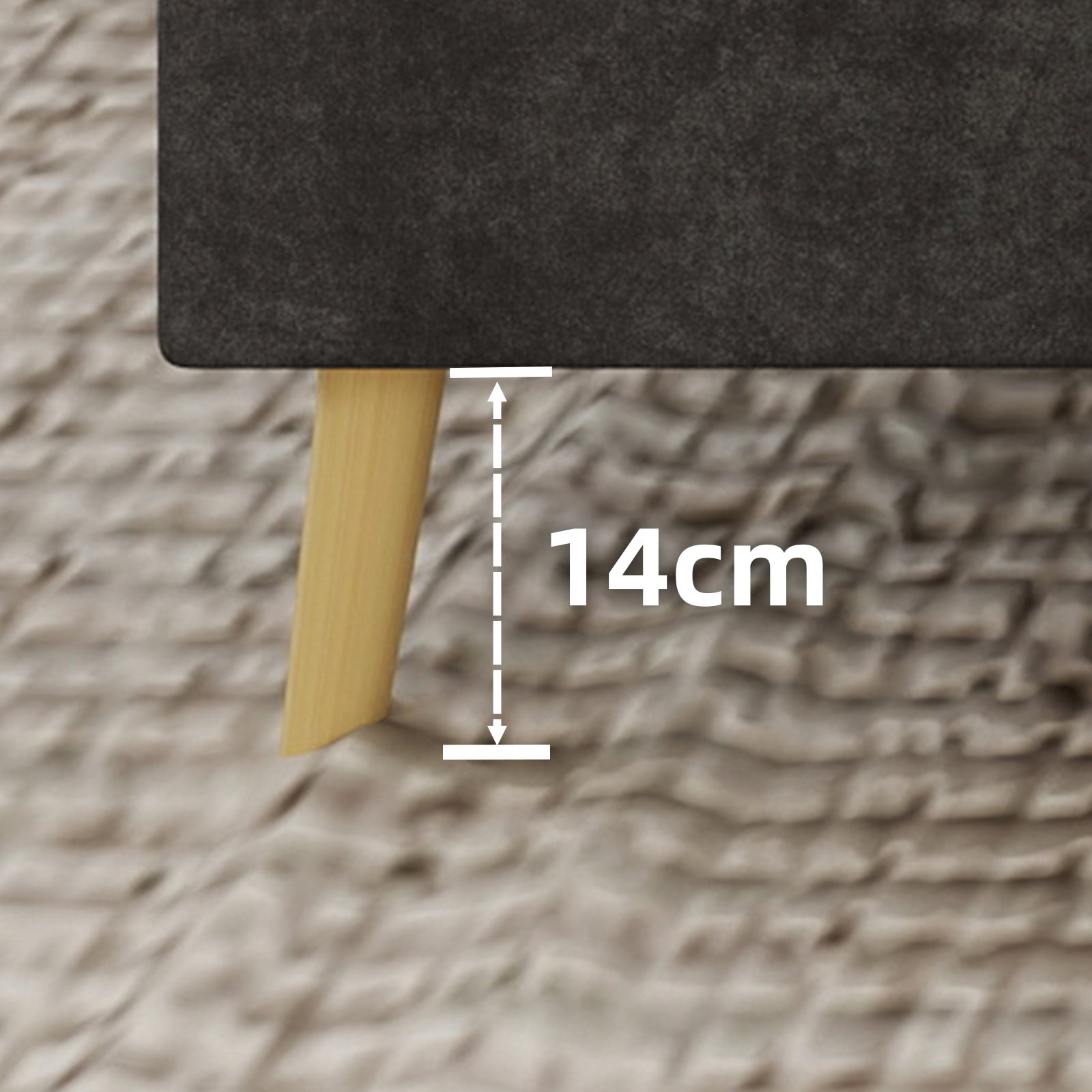 Letto matrimoniale 160x200 cm, doghe in legno, testiera, velluto grigio, senza materasso - 5