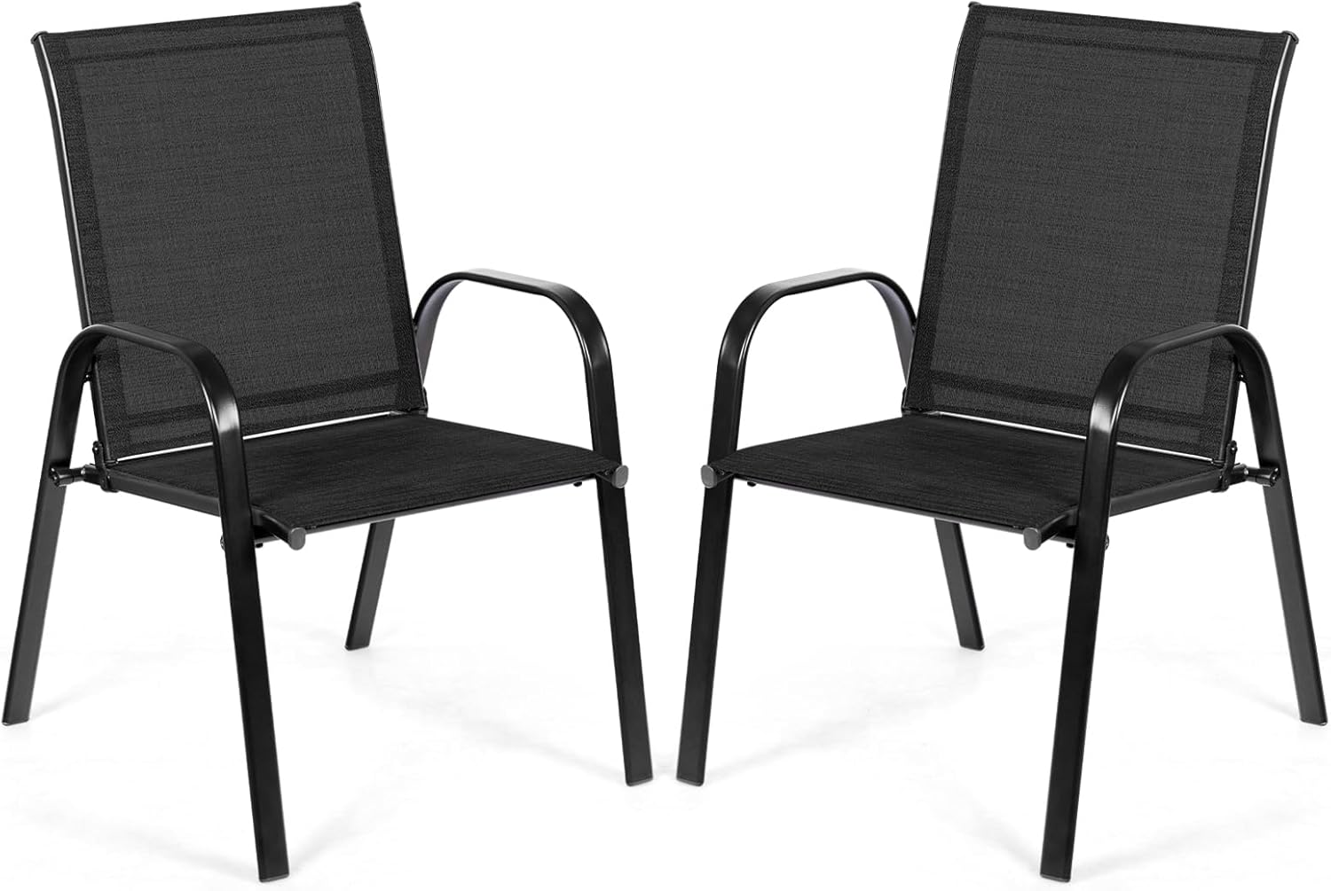 COSTWAY Lot de 2 Chaise de Jardin avec Cadre en Métal, Chaise de Salle