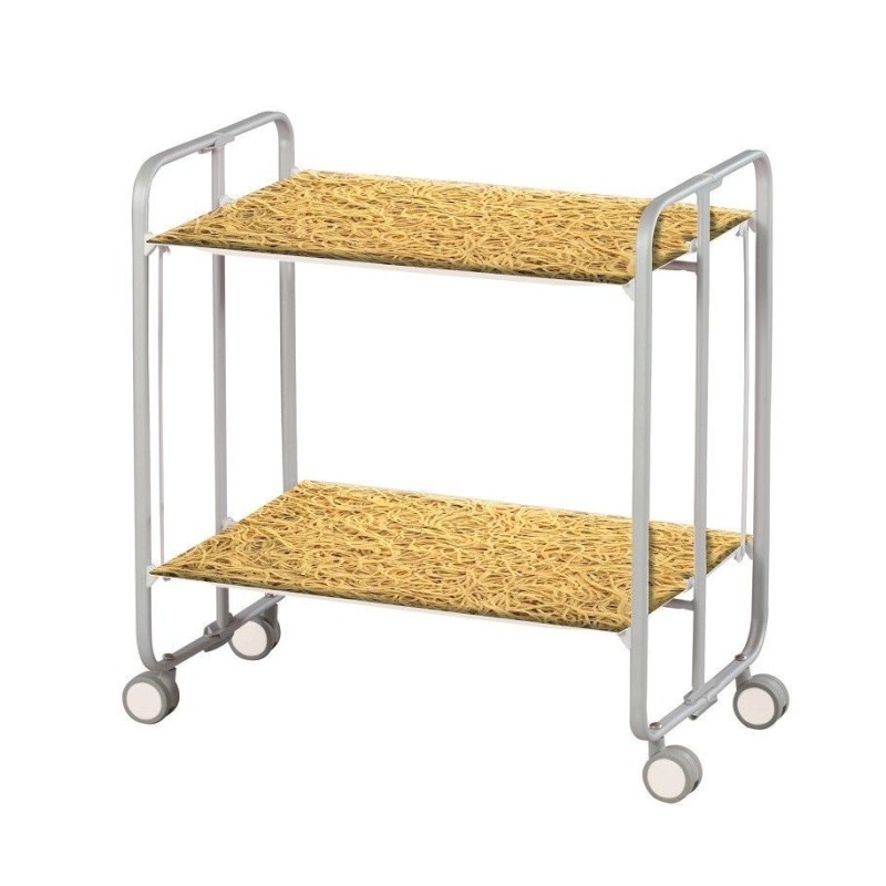 Don hierro - carrito auxiliar plegable bauhaus con ruedas – armazón metálico gris, 2 niveles, 4 posiciones ajustables-
