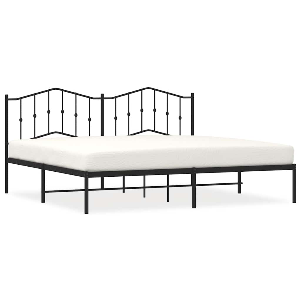 Łóżko Metalowe Czarne Rama Łóżka Ze Stelażem Do Sypialni Pokoju 193x203 cm