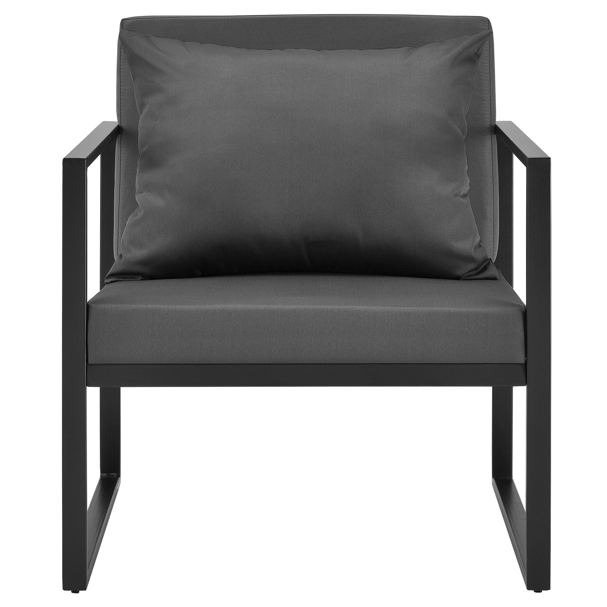 Lot de 2 chaises de jardin Lerum avec coussins gris foncé 70 x 60 x 60 cm noir [casa.pro] - 3