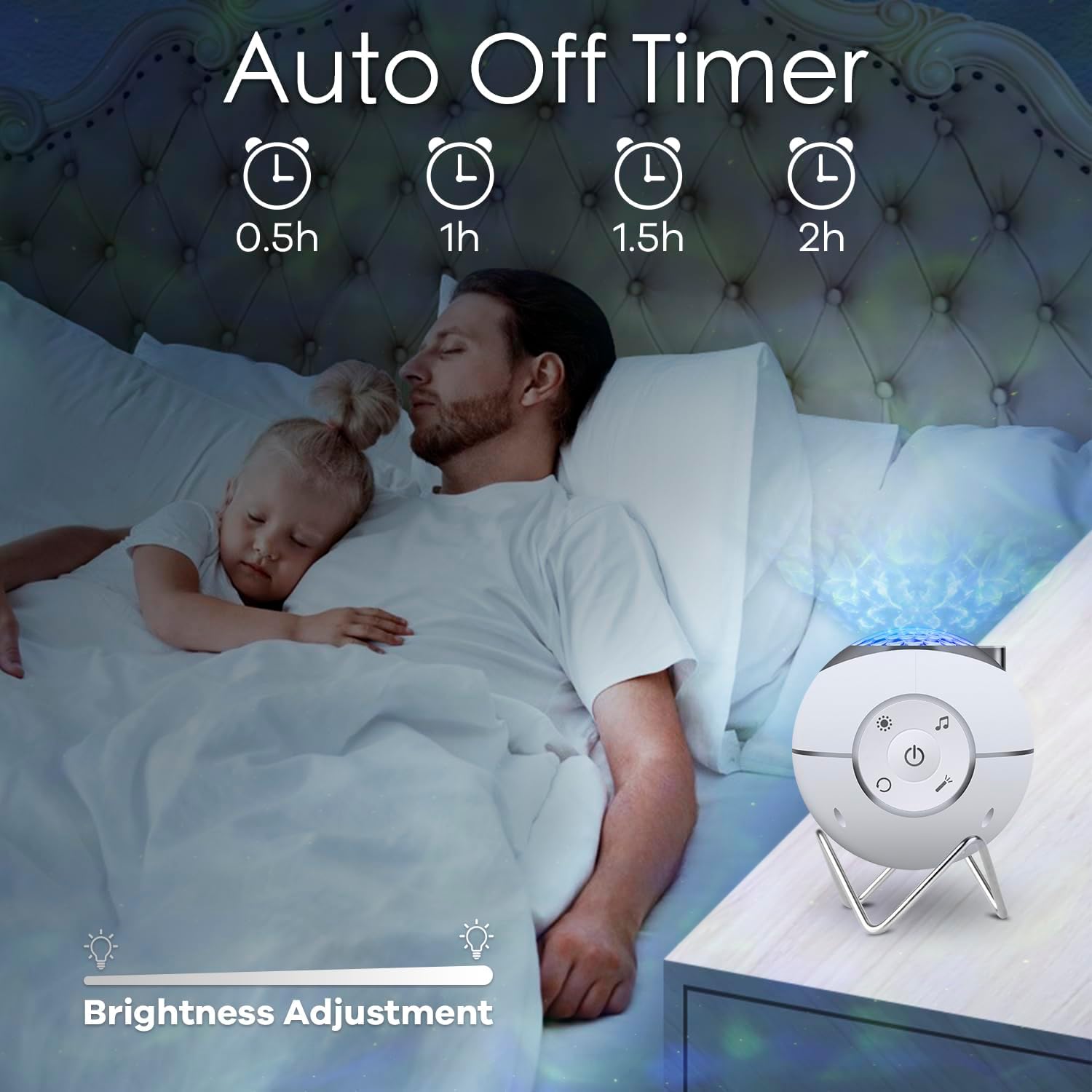 Projecteur Ciel Étoilé Galaxy, 360° rotation, bruit blanc, veilleuse pour bébé/enfant/adulte - 5