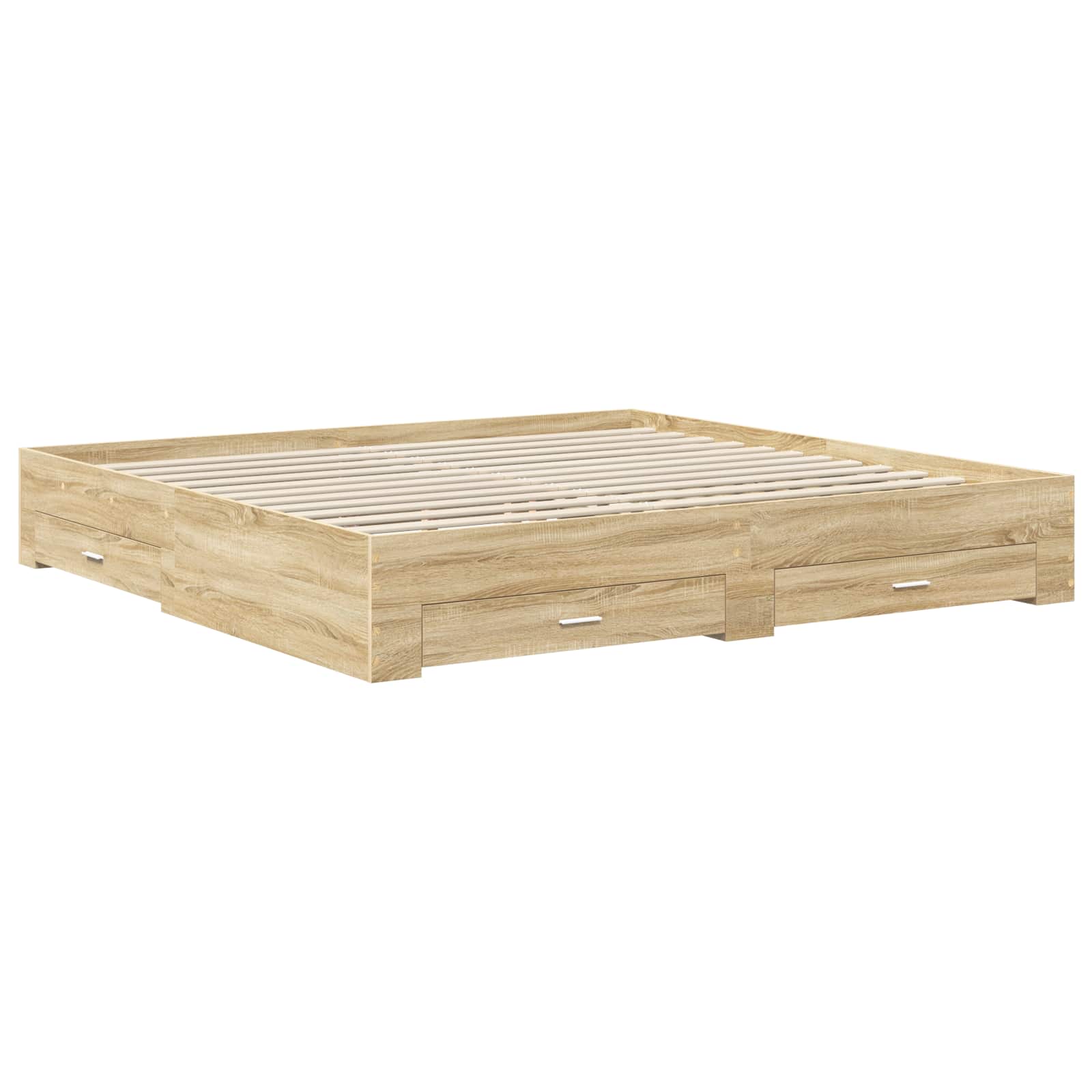Cadre de lit gris béton 200 x 200 cm panneau de bois - 6