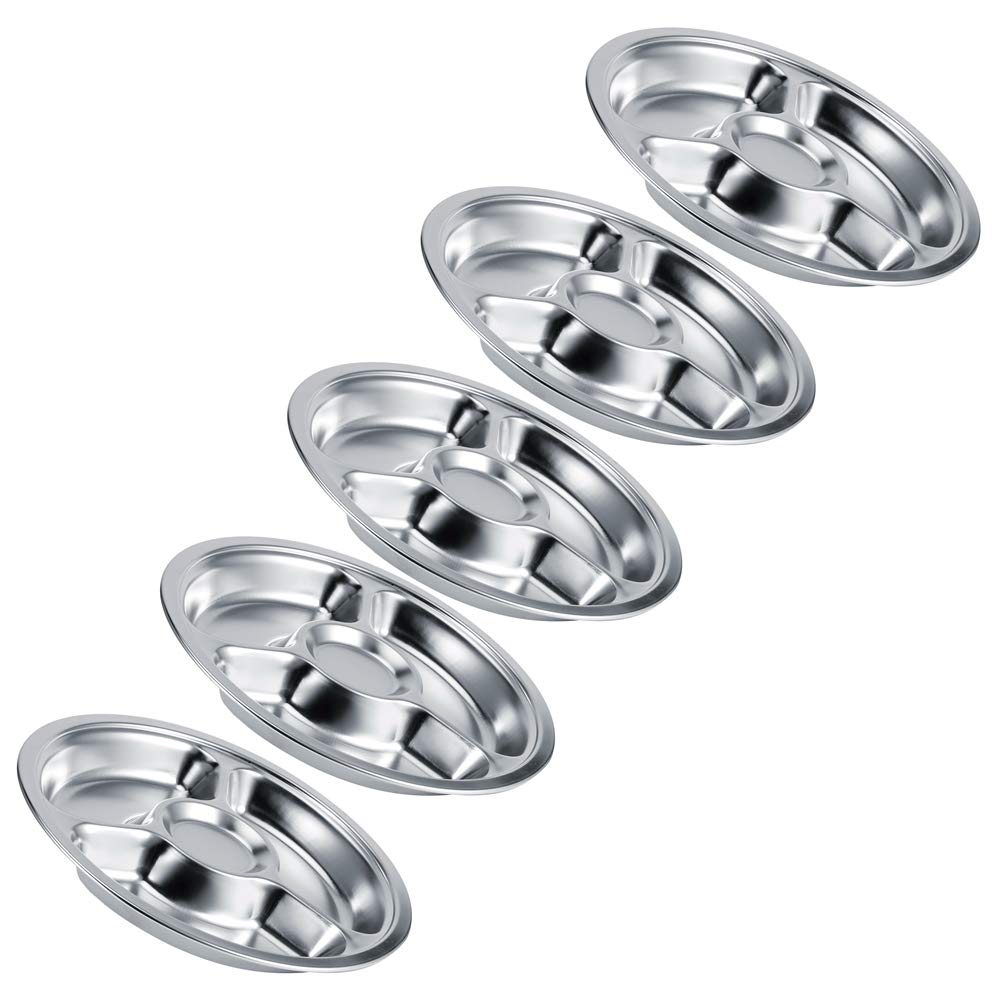 2 PCS Assiette Divisée En Céramique,Assiette Ronde Réutilisable Avec Trois Compartiments