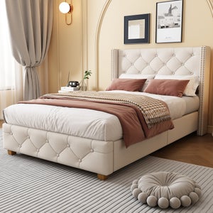 Letto imbottito 90 x 200 cm con testiera - velluto - decorazione con bottoni e rivetti - rosa | Leroy Merlin