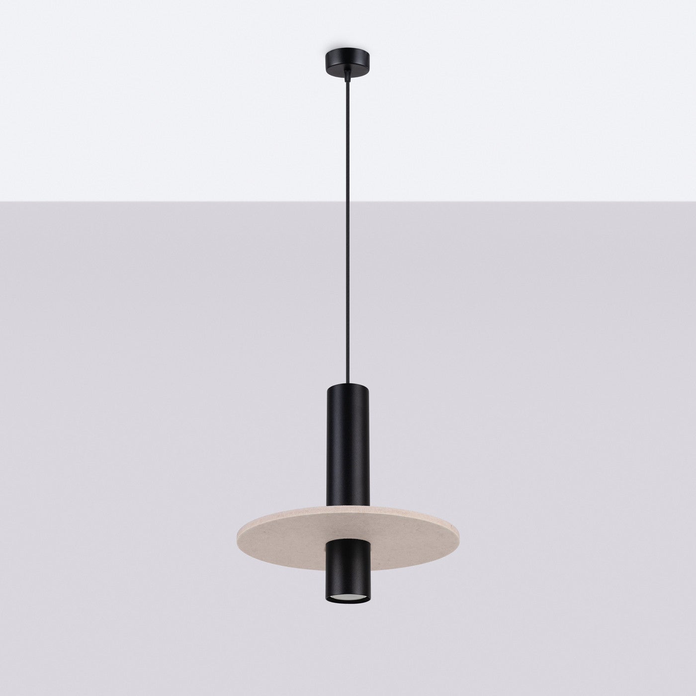 Lampa sufitowa filcowy krążek PELTA beżowa 1xGU10x10W filc wym:126x30x30cm IP20 Sollux Lighting - 3