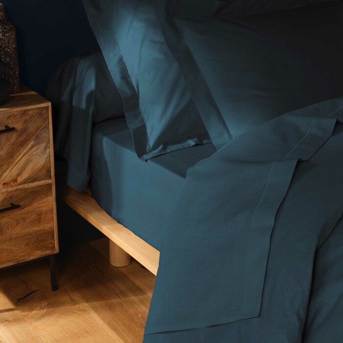 Taie d'oreiller 50 x 70 cm uni 57 fils lina +point bourdon Bleu - 3