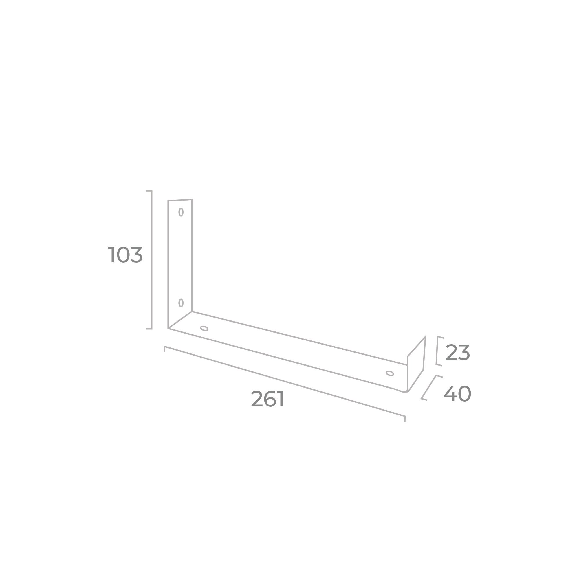 REI | Suporte de Parede para Prateleira 1071 | 254 mm | 40x103x261 mm | Aço Branco Poroso | 15 kg - 2