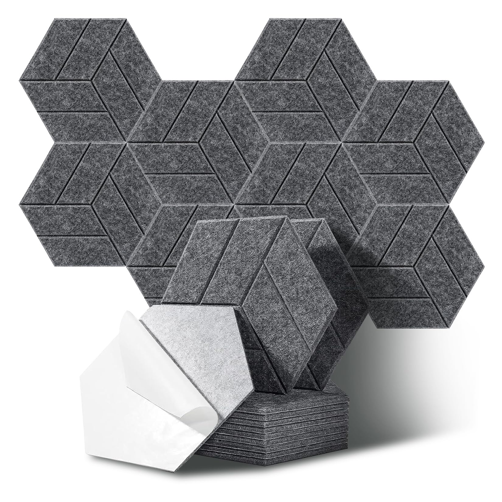 Zestaw Samoprzylepnych Paneli Akustycznych Panele Akustyczne z Poliestru o Wysokiej Gęstości Sześciokątny Panel Dźwiękochłonny Izolacja Akustyczna