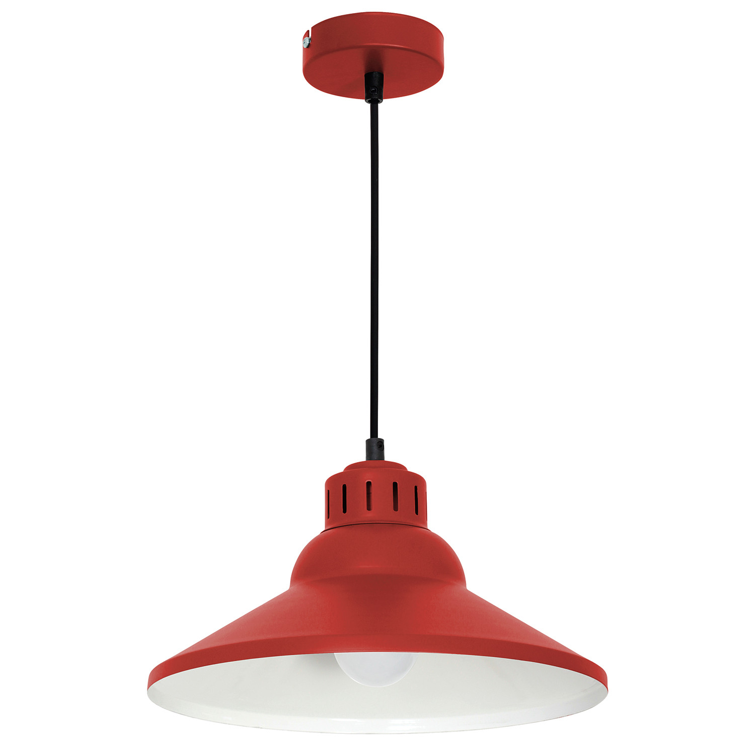 Lampa wisząca Works czerwony matowa-biała-czarna 1xE27x15W wym: 120 x 30 x 30 cm metal Luminex