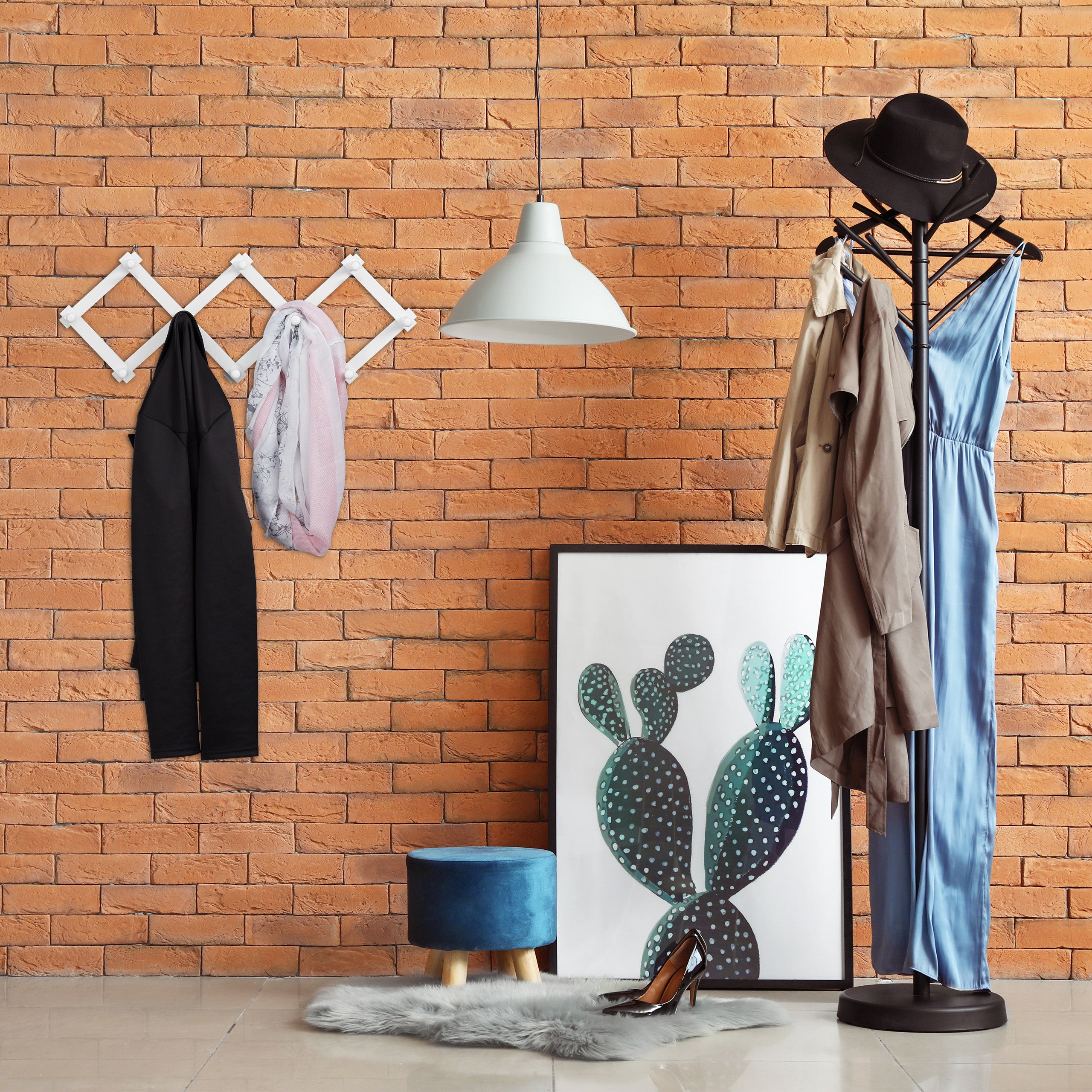 Relaxdays Perchero Pared Extensible, Colgador Recibidor Madera