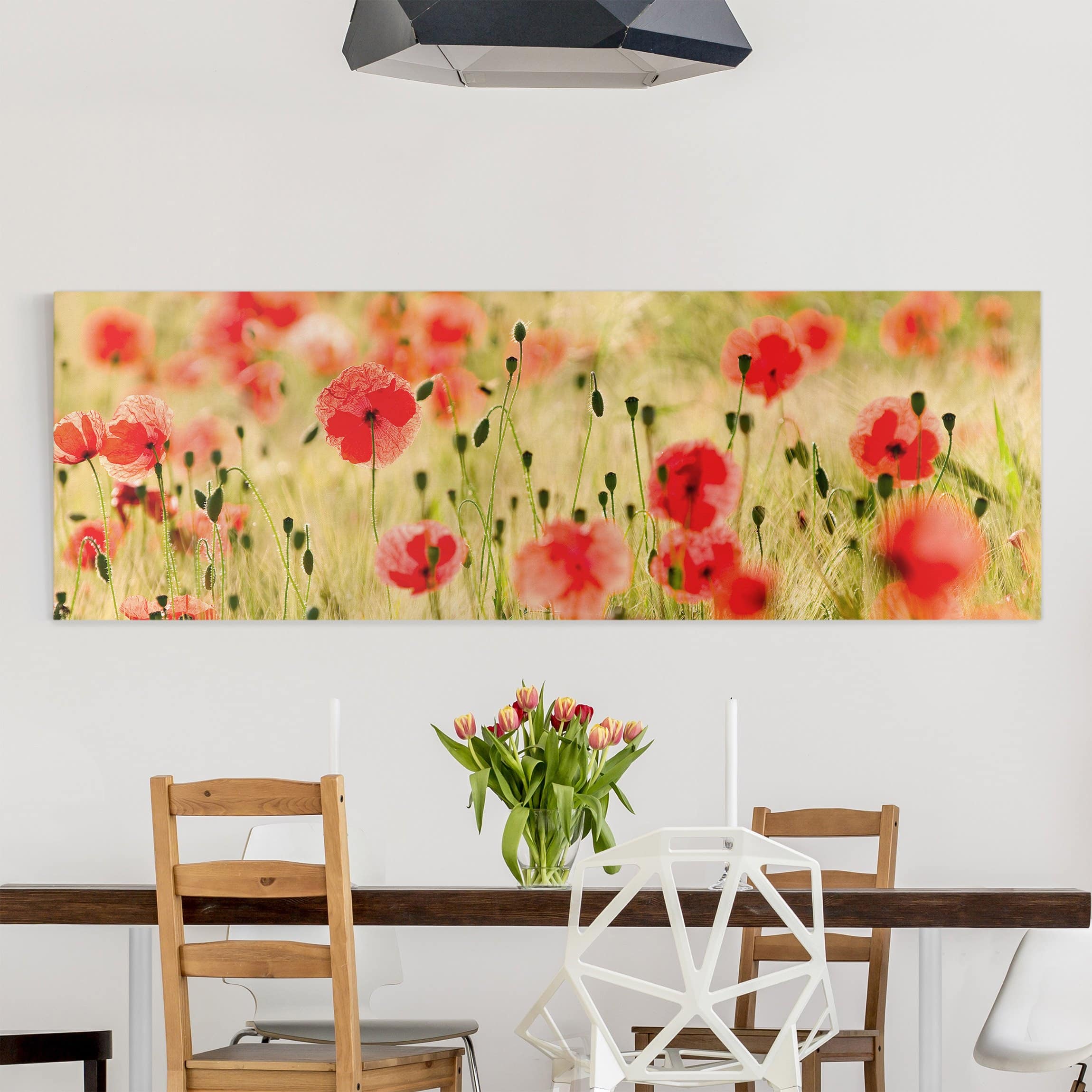 Lienzo cuadro en lienzo bastidor impresion en lienzo verde botánica flor amapola fotografía 126 cocina dormitorio salón pasillo 150 x 50 cm