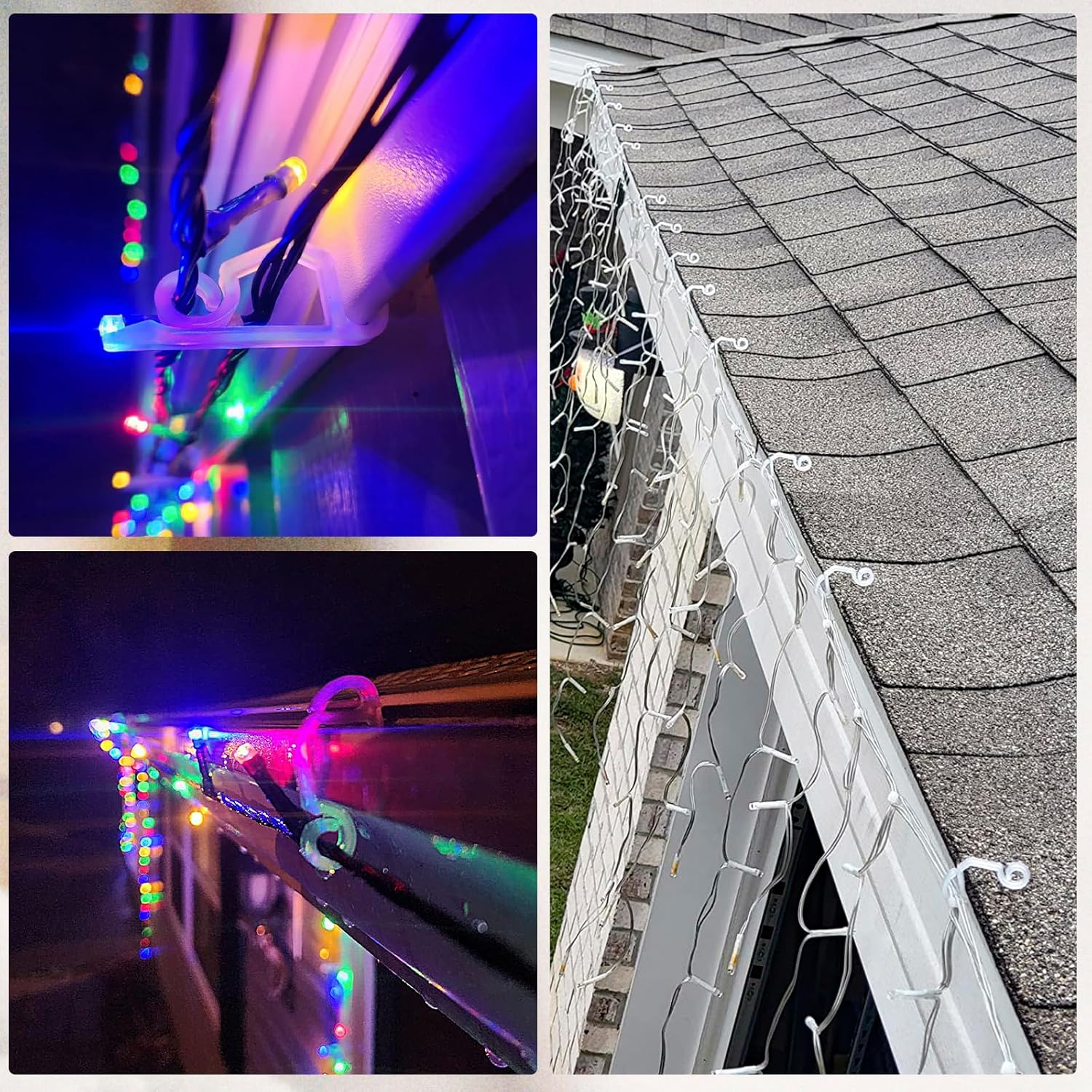 Lot de 120 mini crochets de suspension pour guirlandes lumineuses de Noël, résistants aux intempéries, pour décoration d' et de Noël blanc - 3
