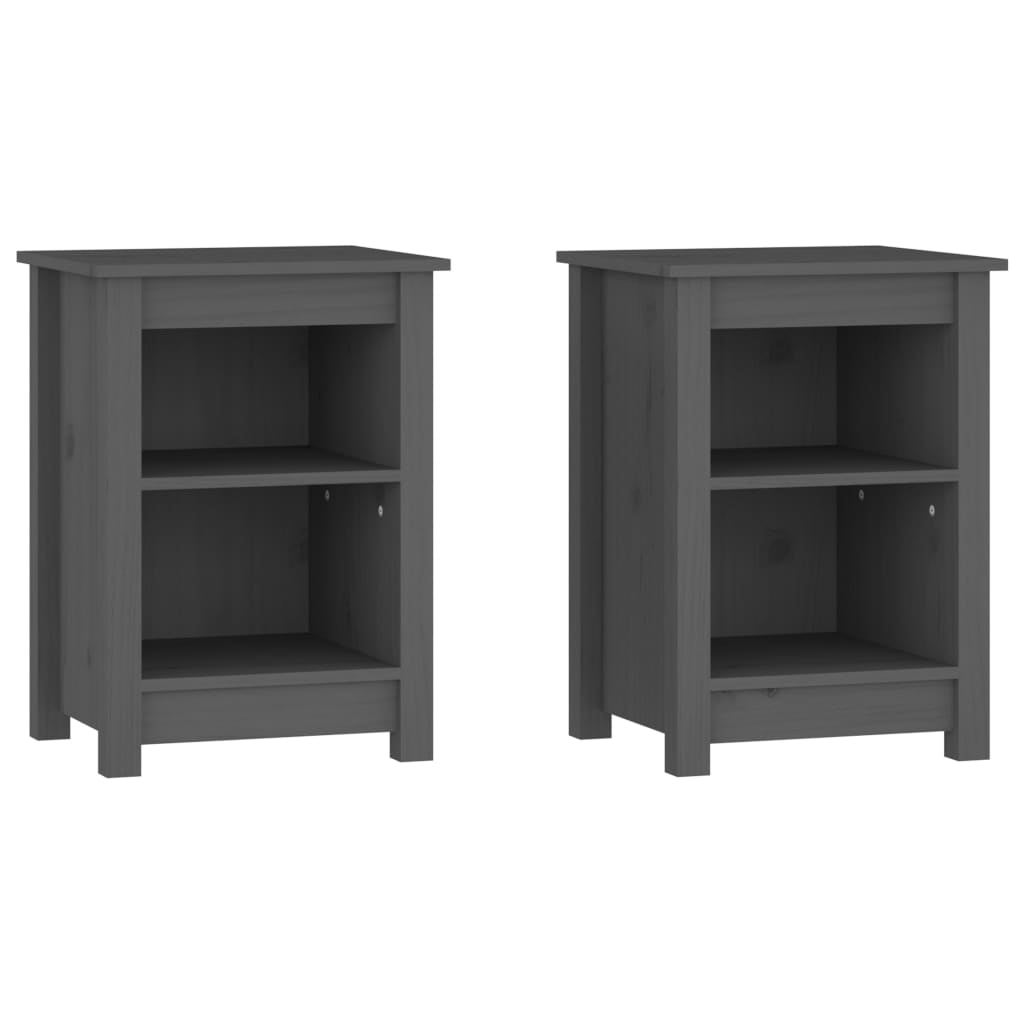 Lot de 2 Tables de chevet，Table d'appoint, Table de nuit pour Salon Chambre Gris 40x35x55 cm Bois de pin solide240415 - 2