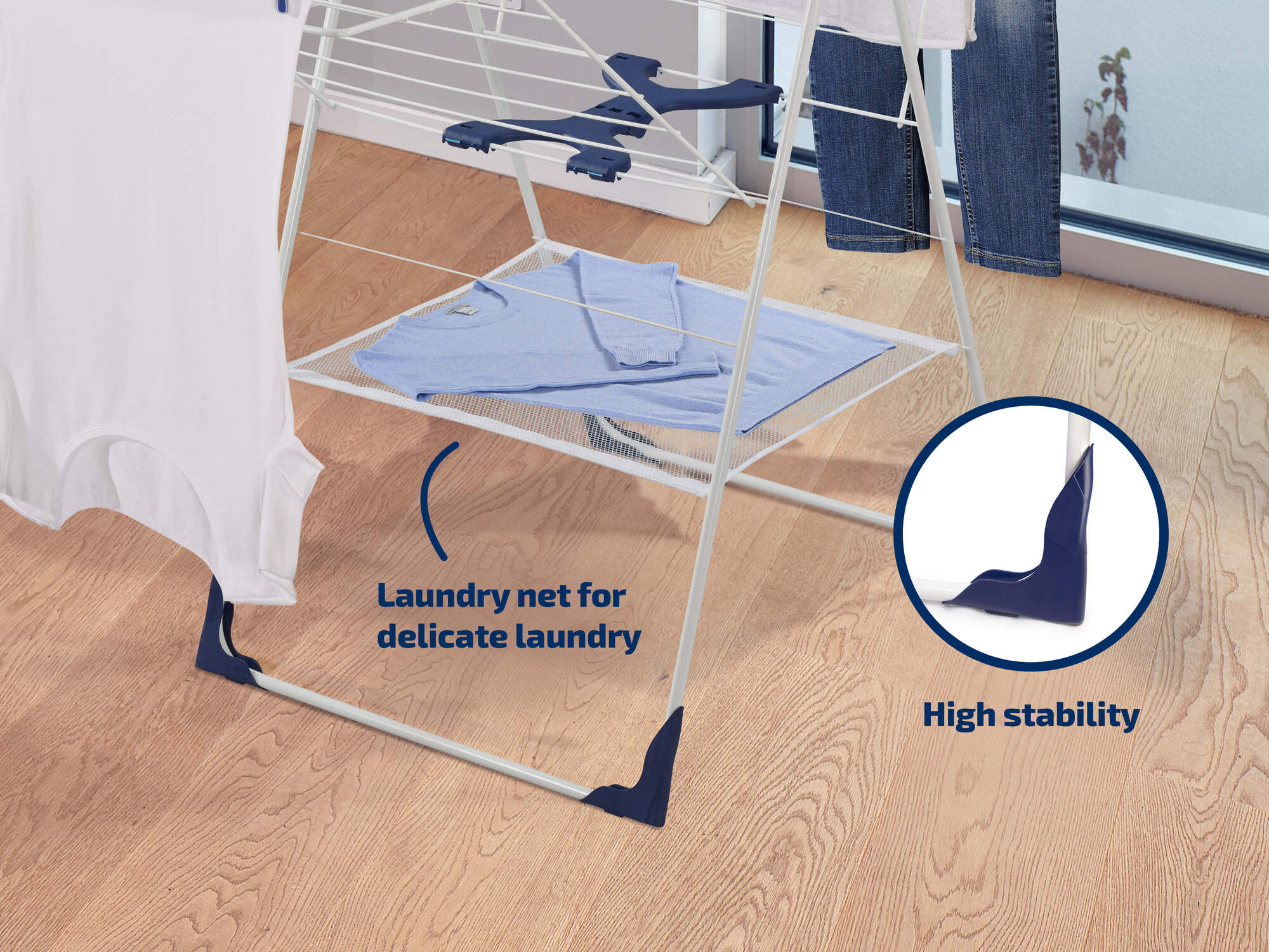 Leifheit étendoir à linge Classic 250 Flex 81409, séchoir à linge stable avec 25m d'étendage, hauteur réglable, blanc - 3