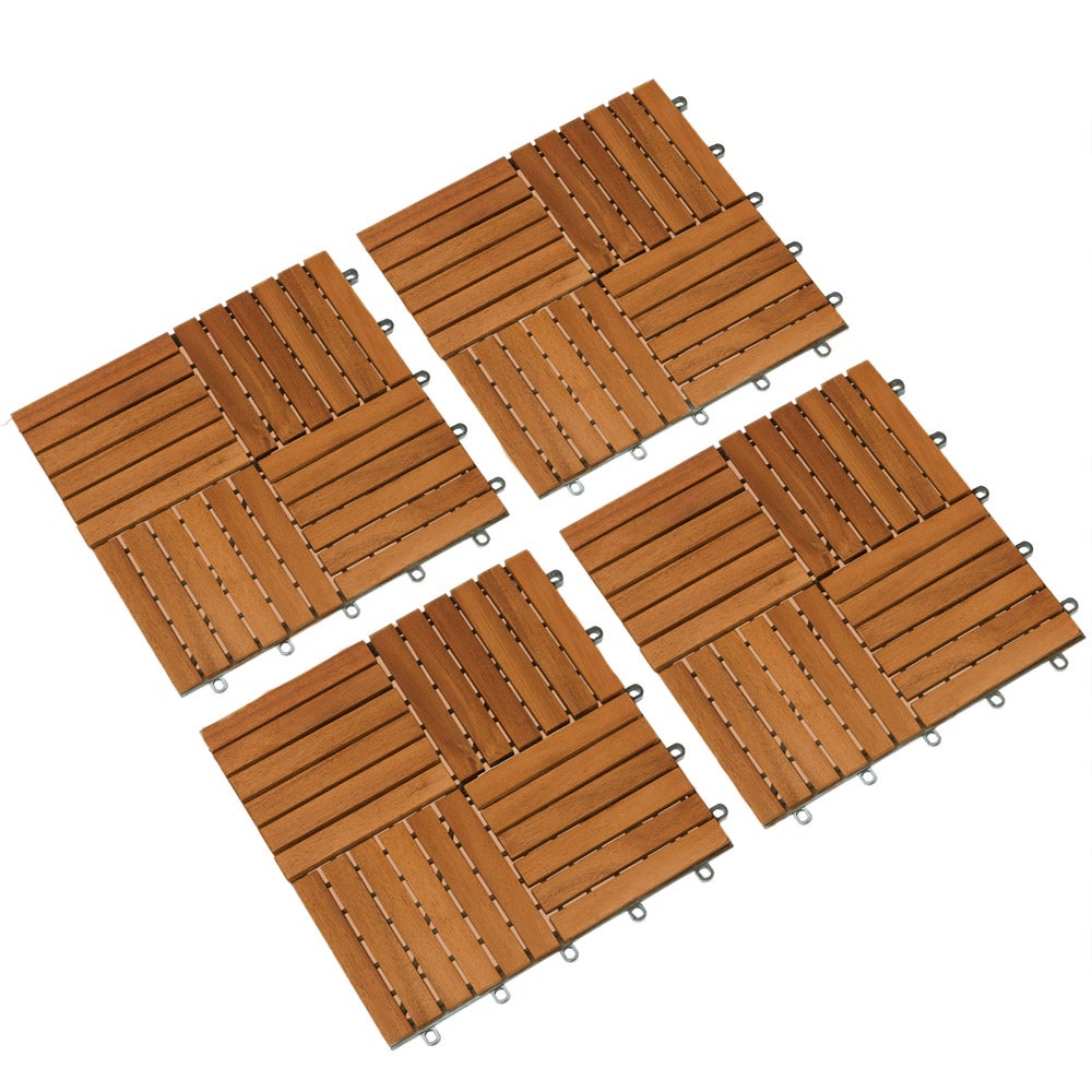 11x Dalles de terrasse en bois d'acacia 1m² Dalle clipsable 30x30cm Revêtement de sol extérieur terrasse jardin - 5