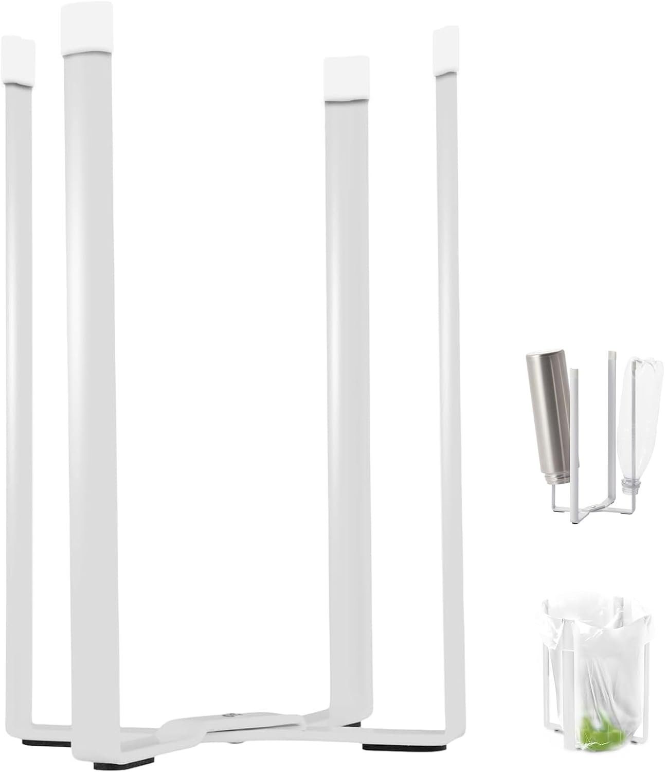 Składany stojak na butelki z żelaza, ociekacz kuchenny, wielofunkcyjny do butelek i kubków (duży, biały)