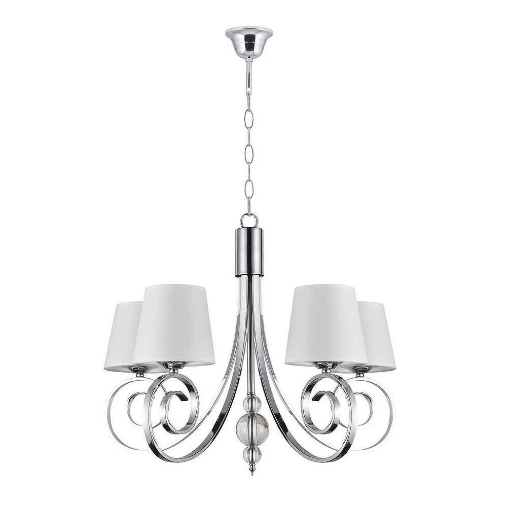 Lampara con pantalla blanca modelo marela cromo 5 luces