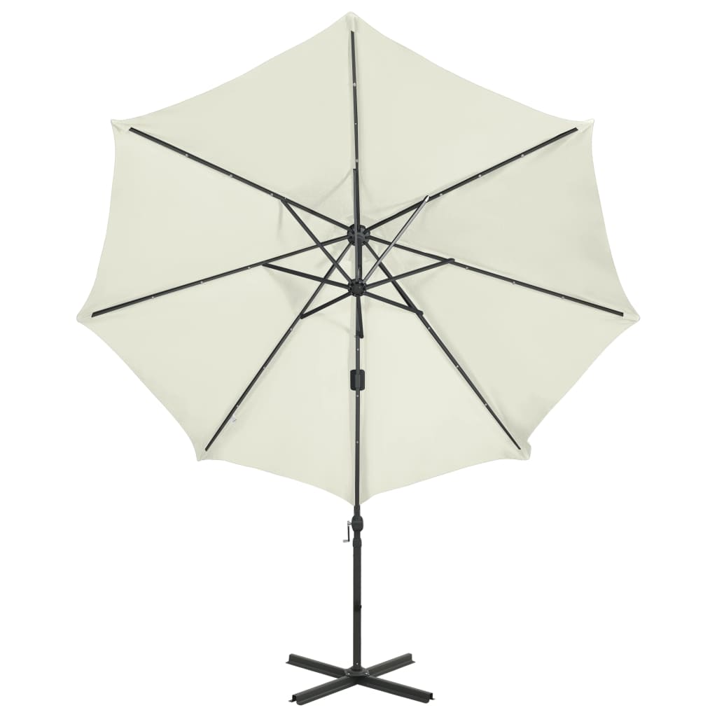 Parasol déporté avec mat et lumières LED Sable 300 cm - 4