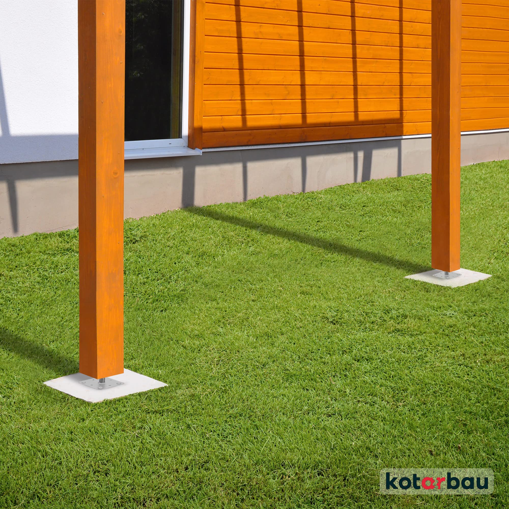 Lot de 4 Supports de Poteau Galvanisé - 110 x 110 mm - Hauteur réglable de 90 à 150 mm - À Visser - KOTARBAU - 2