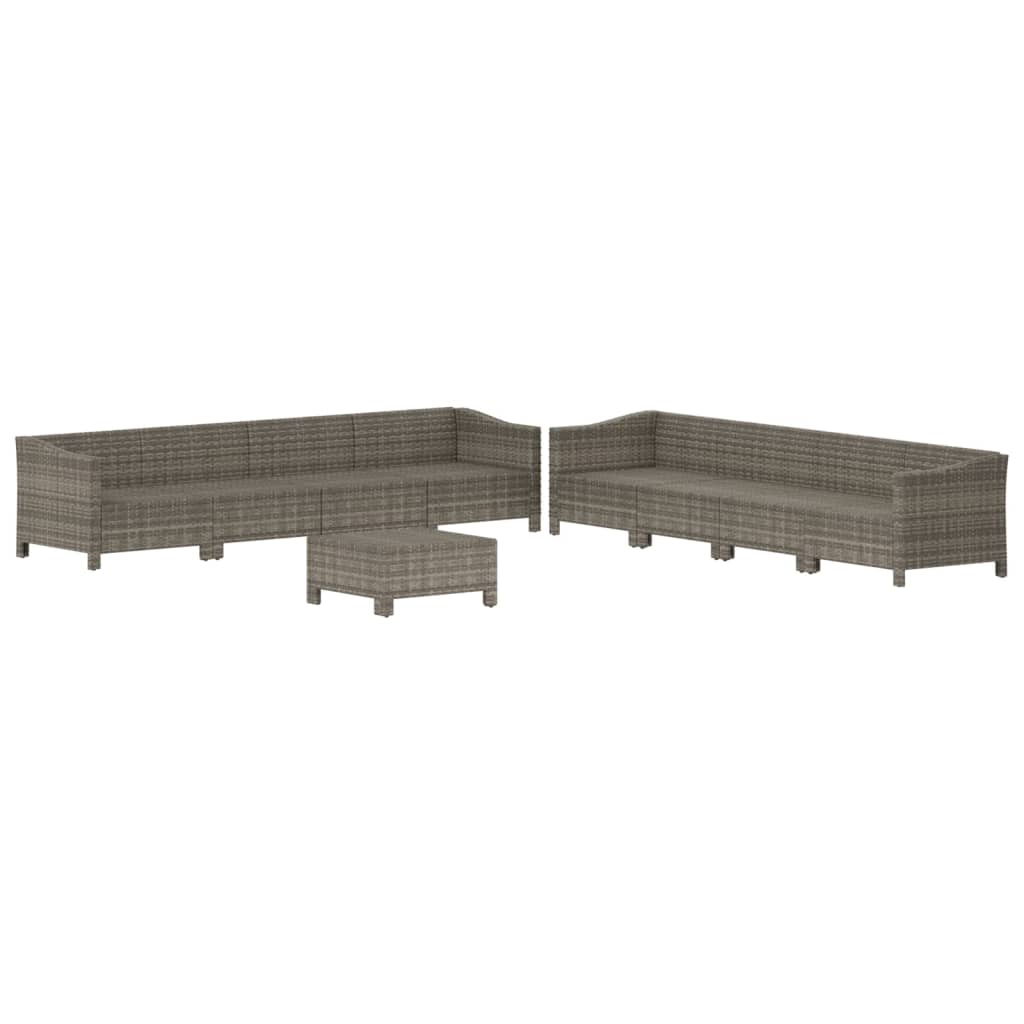 The Living Store - Salon de jardin 9 pcs avec coussins Gris Résine tressée - 4