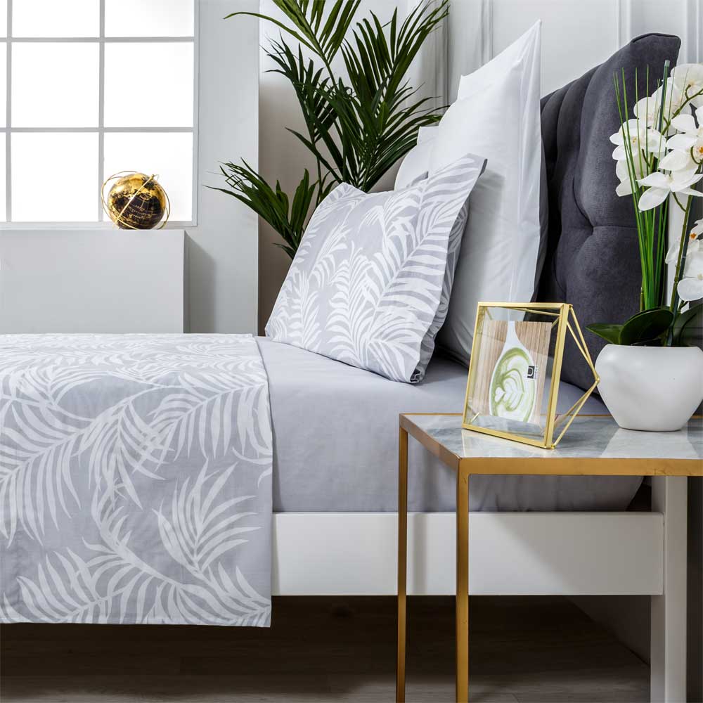 Cotton artean - juego de sábanas orio gris 100% algodón orgánico gris 240x260 cama 150