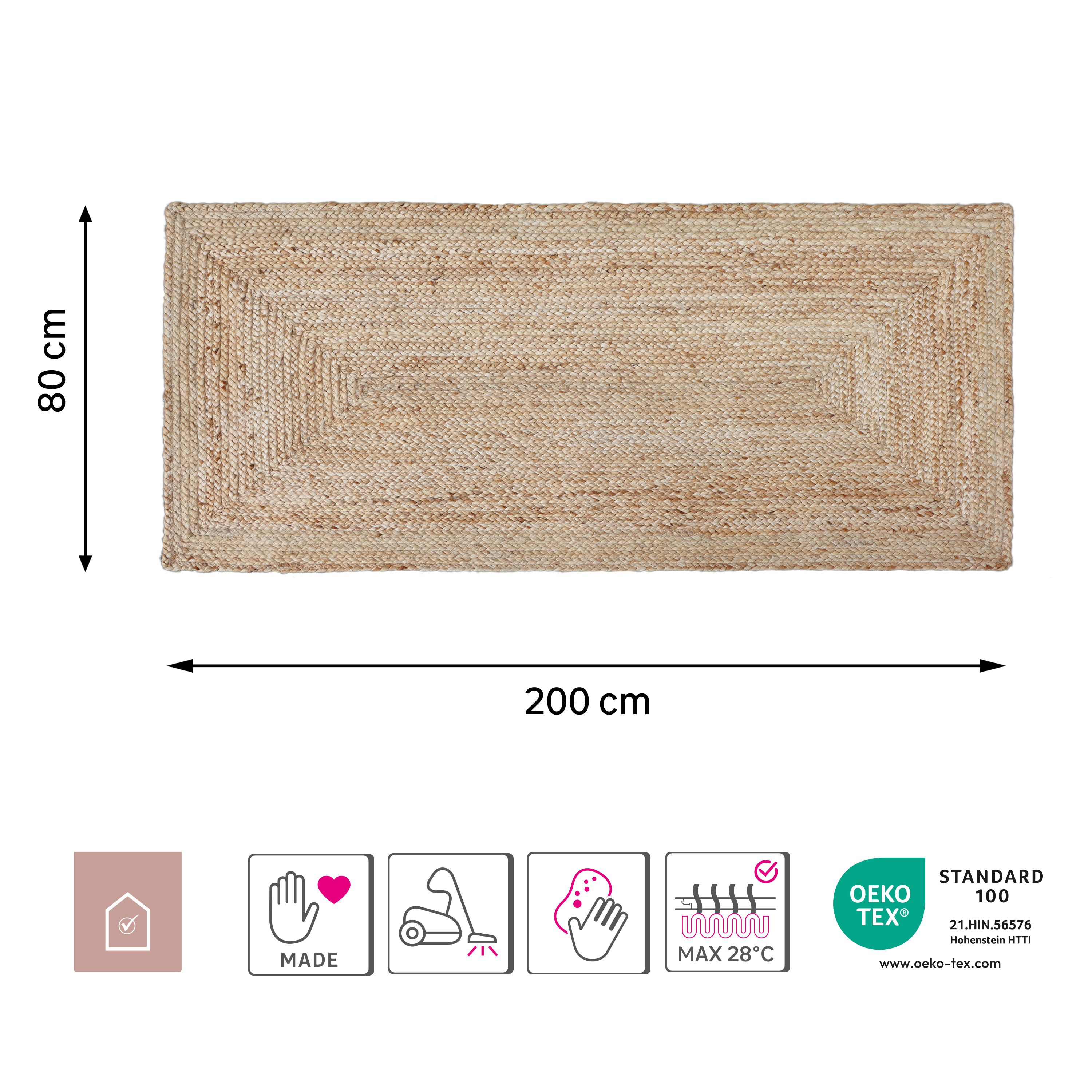 INSPIRE - Tapis en jute naturel tressé NILS - 80 x 200 cm - Beige - 6