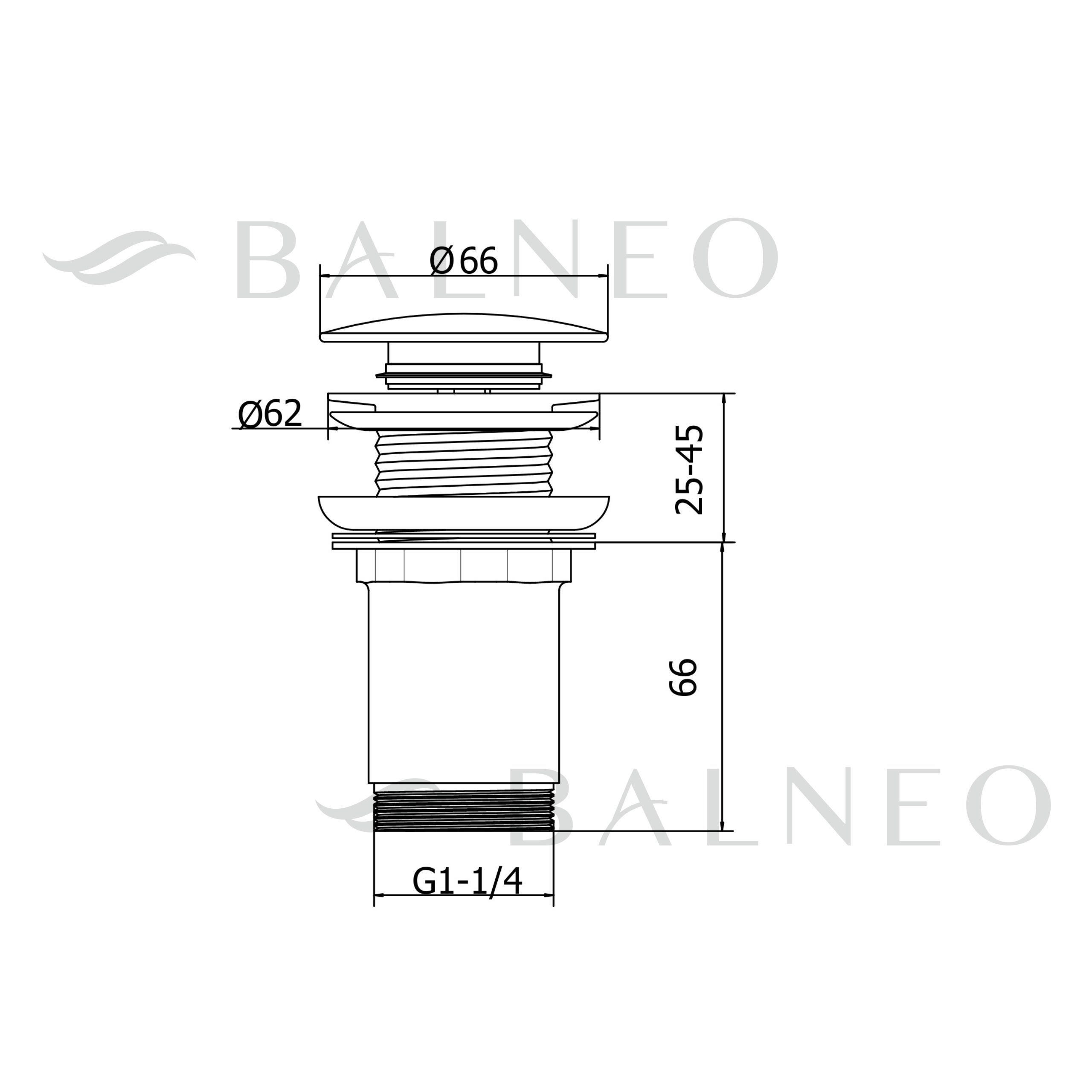 Balneo Bonde clic-clac sans trop-plein, pour lavabo, finition noir, laiton - 7