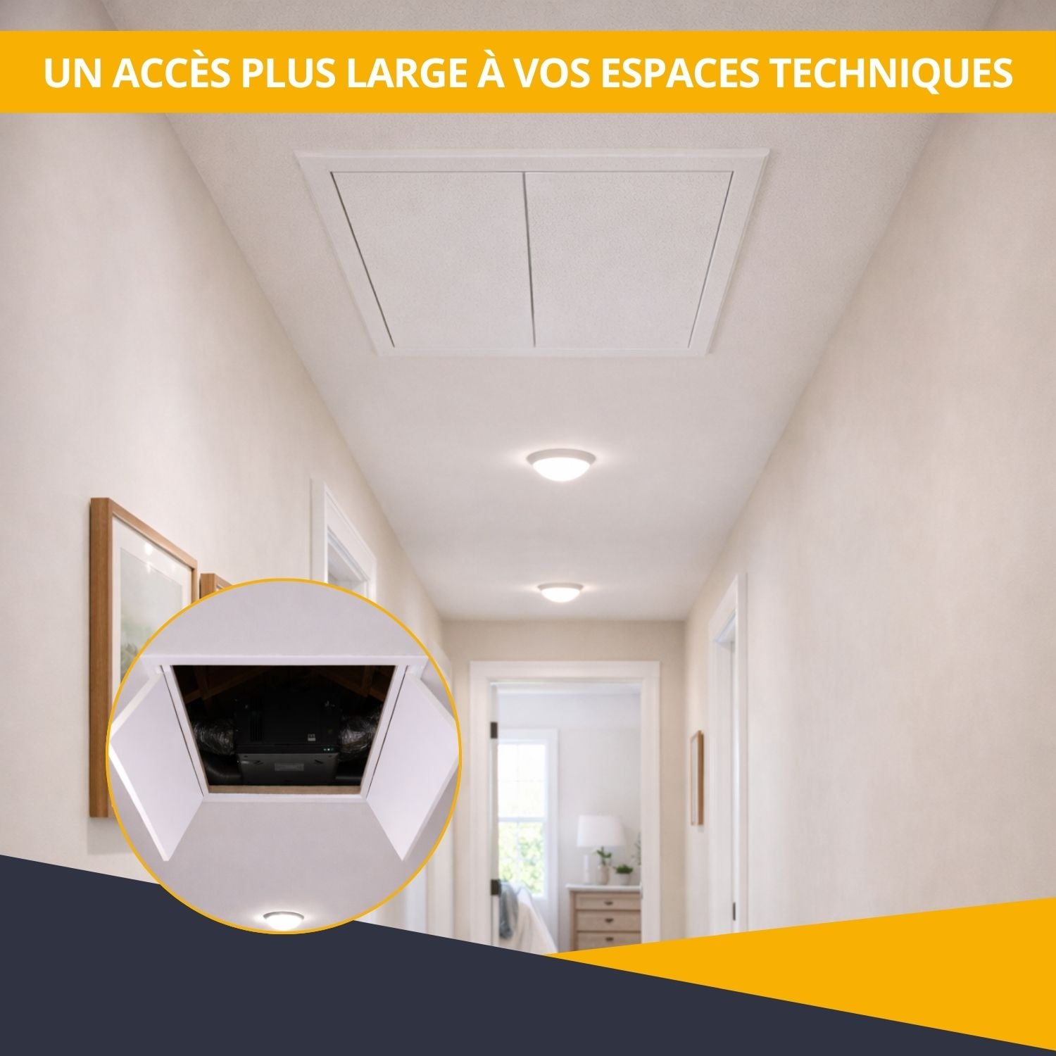 Trappes de visite grand format en acier blanc - Dimensions de passage : 1000 x 1000 mm - ATOLE - 4
