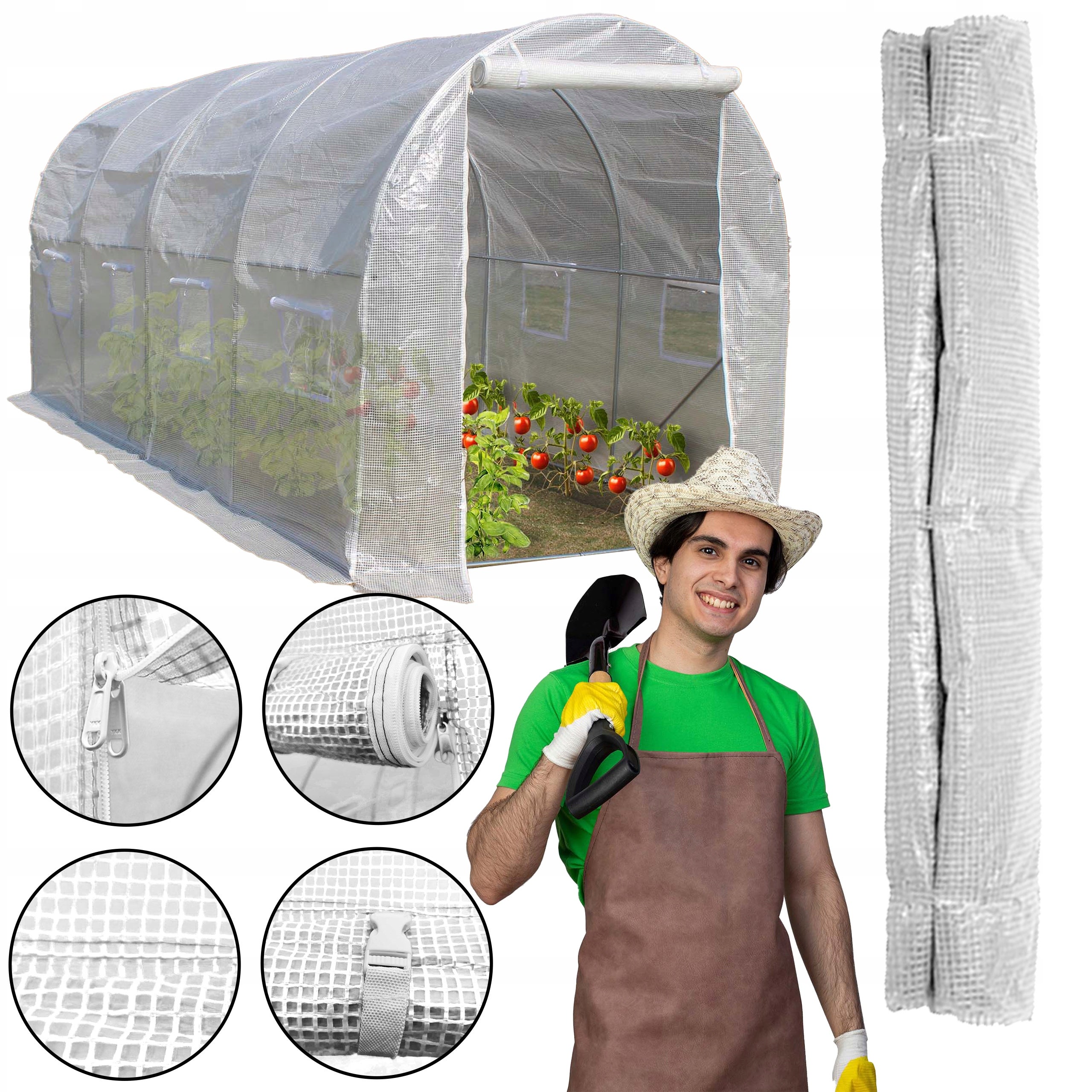 Folia zamienna poszycie tunel foliowy ogrodowy 4x2,5m szklarnia 10m² biała - 2