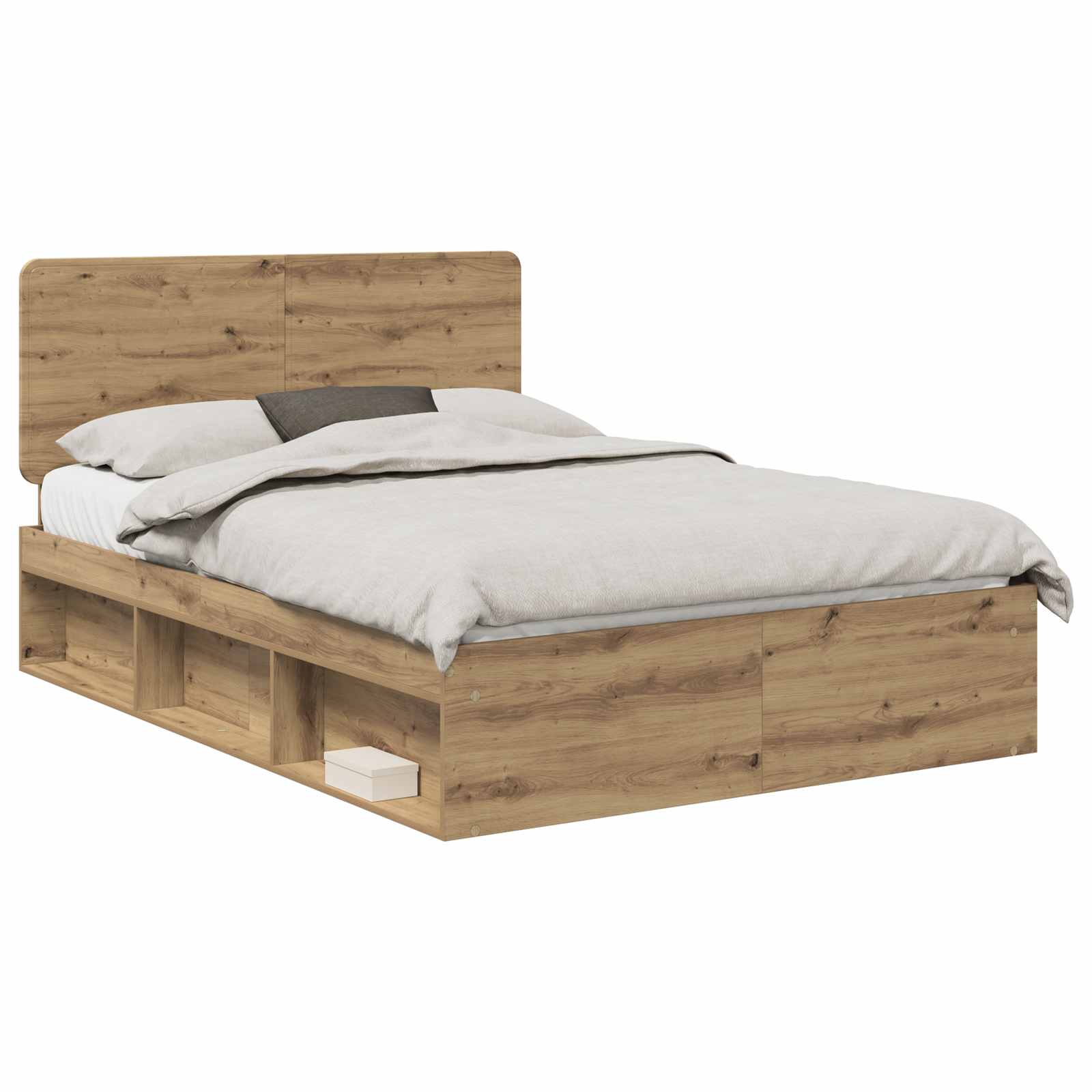 Cadre de lit Chêne artisan 140 x 190 cm Bois de pin massif - 2