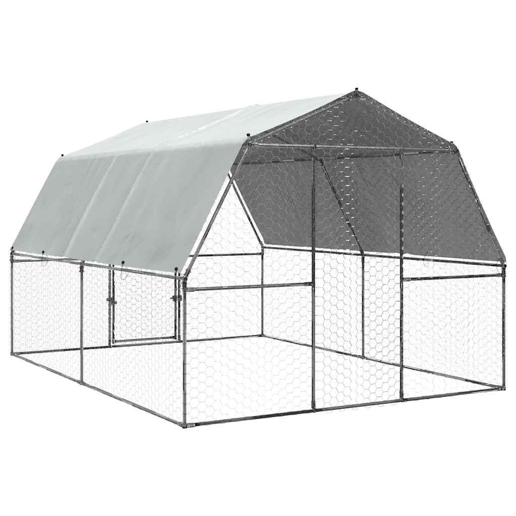 Galinheiro com telhado e porta aço galvanizado prata - COMFORTXL - 6