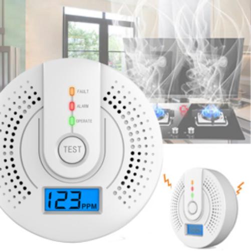 Detector de monóxido de carbono, pantalla digital y alarma sonora, alarma portátil de viaje, 9,6 x 9,6 x 3,1 cm, color blanco (sin batería) - 3