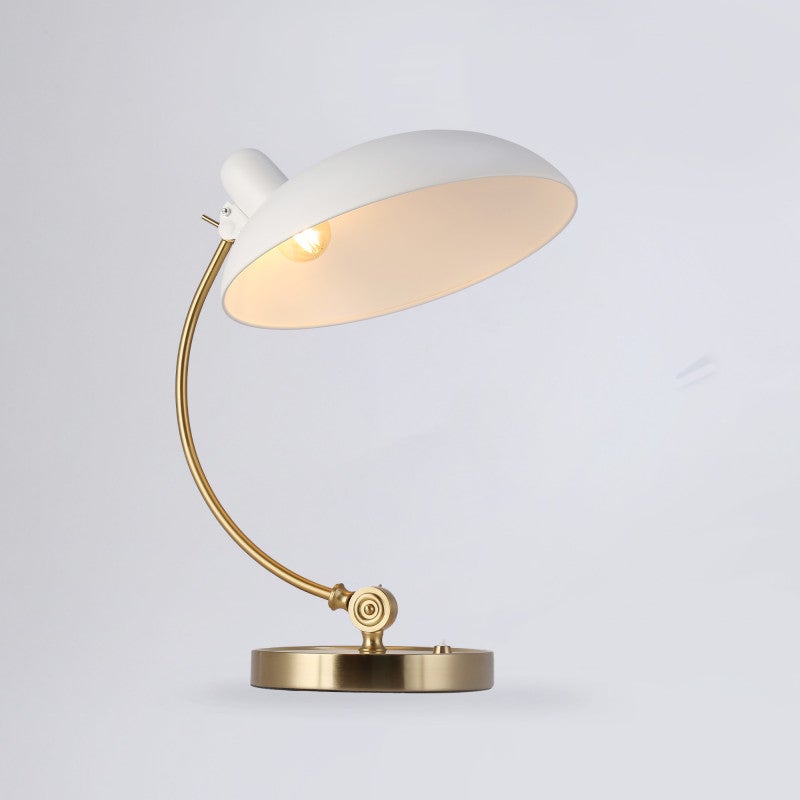 Burlesque Lampe de table élégante avec abat-jour inclinable en or et pied en marbre Blanc Culot E27 40 W