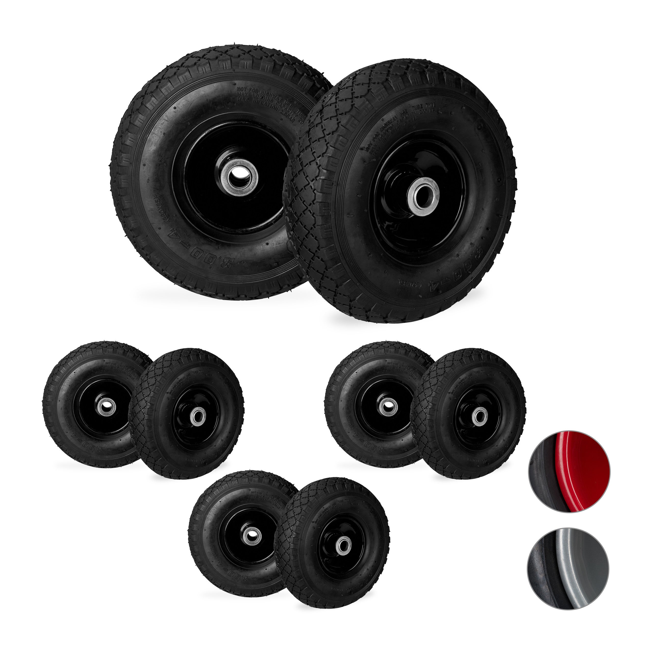 Roue de diable roue brouette, lot de 8, roue de rechange, caoutchouc 3. ...