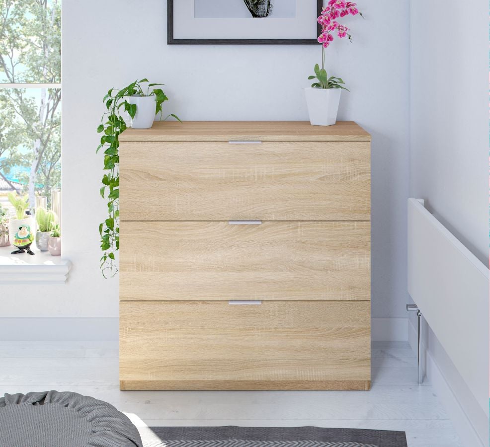 Low Cost Commode 3 Tiroirs Chêne Canadien 77 x 80 x 38 cm - 3