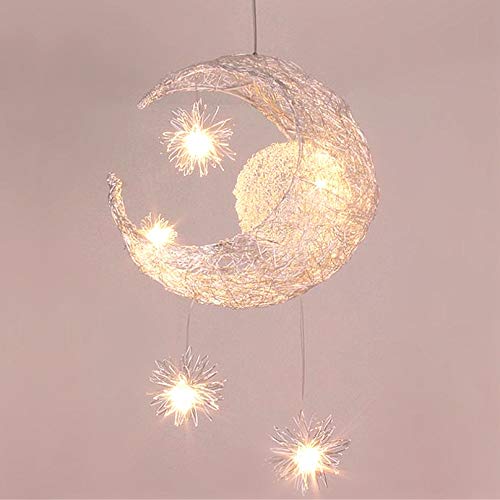 Lustre Suspension Industrielle Lune étoiles LED Plafonnier Luminaire Aluminium avec 5 Ampoules pour Enfants Chambre (Lumière blanche chaude) | Leroy Merlin
