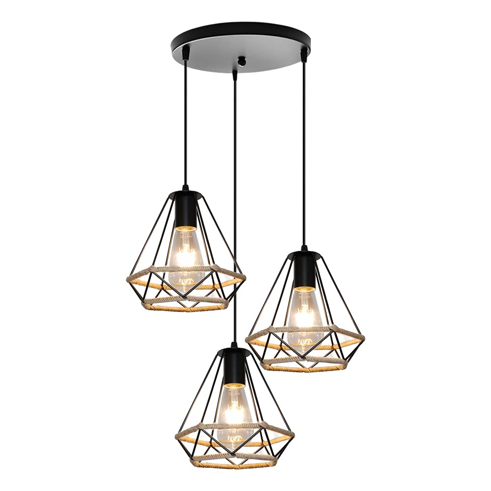 3 Pezzi Lampada da Soffitto Interno Industriale Moderno Lampadario