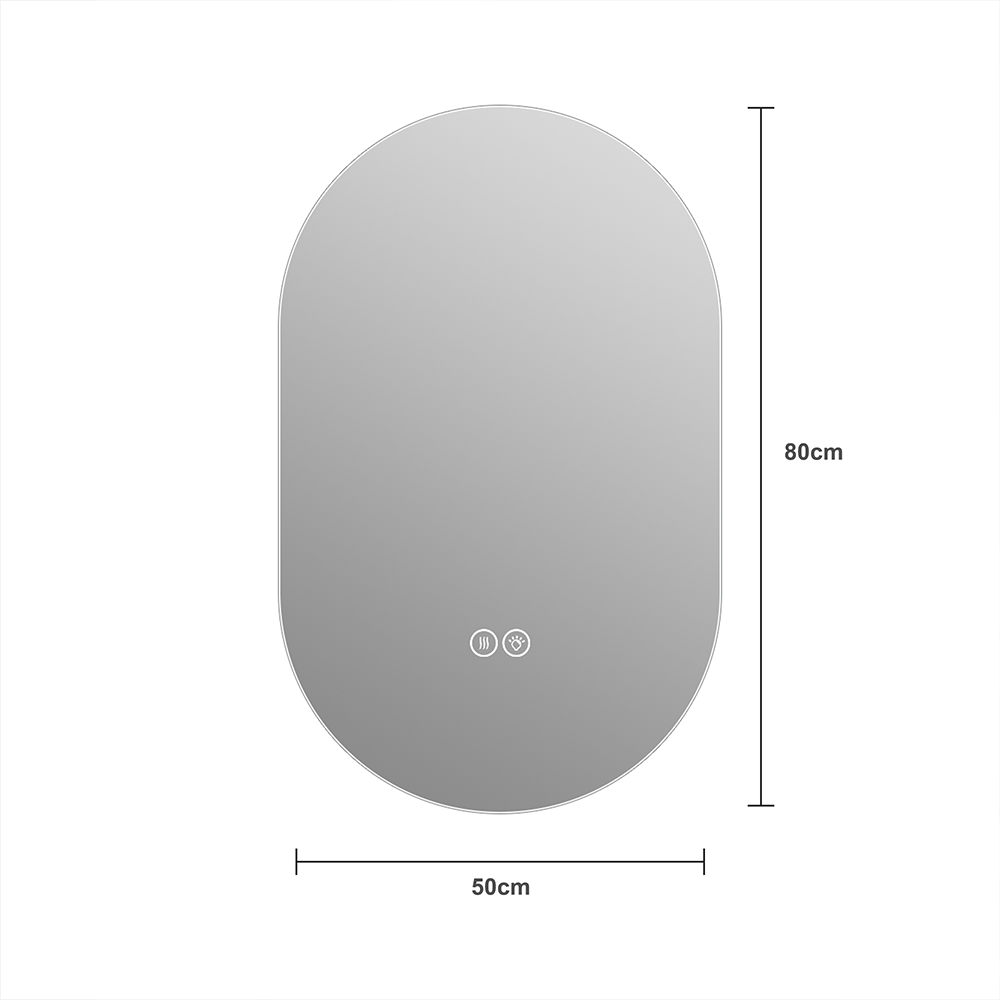 Miroir de Salle de Bain LED 50x80 cm Ovale Sans Cadre avec Éclairage, Anti-Buée 3 Mode Couleur - 5