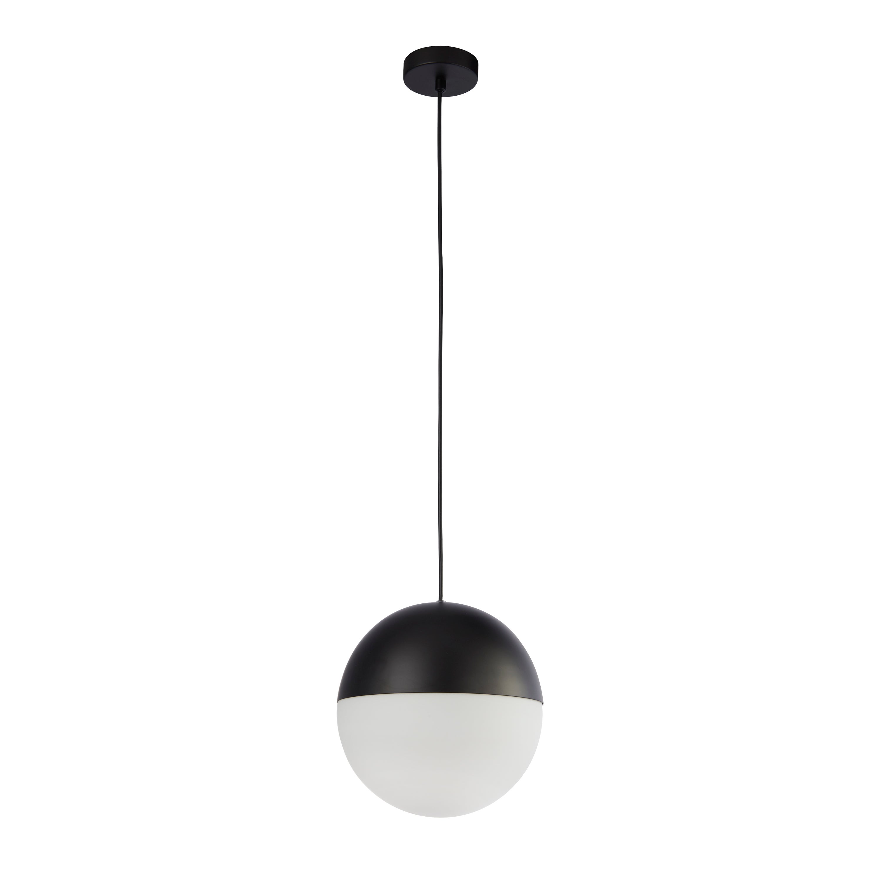 Suspension ENDOR 1L finition noir avec verre opale Diamètre 25cm hauteur 150cm E27 max 60w. - 2