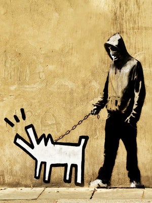 Póster de Banksy Chica mariposa colorida, arte mural de grafiti