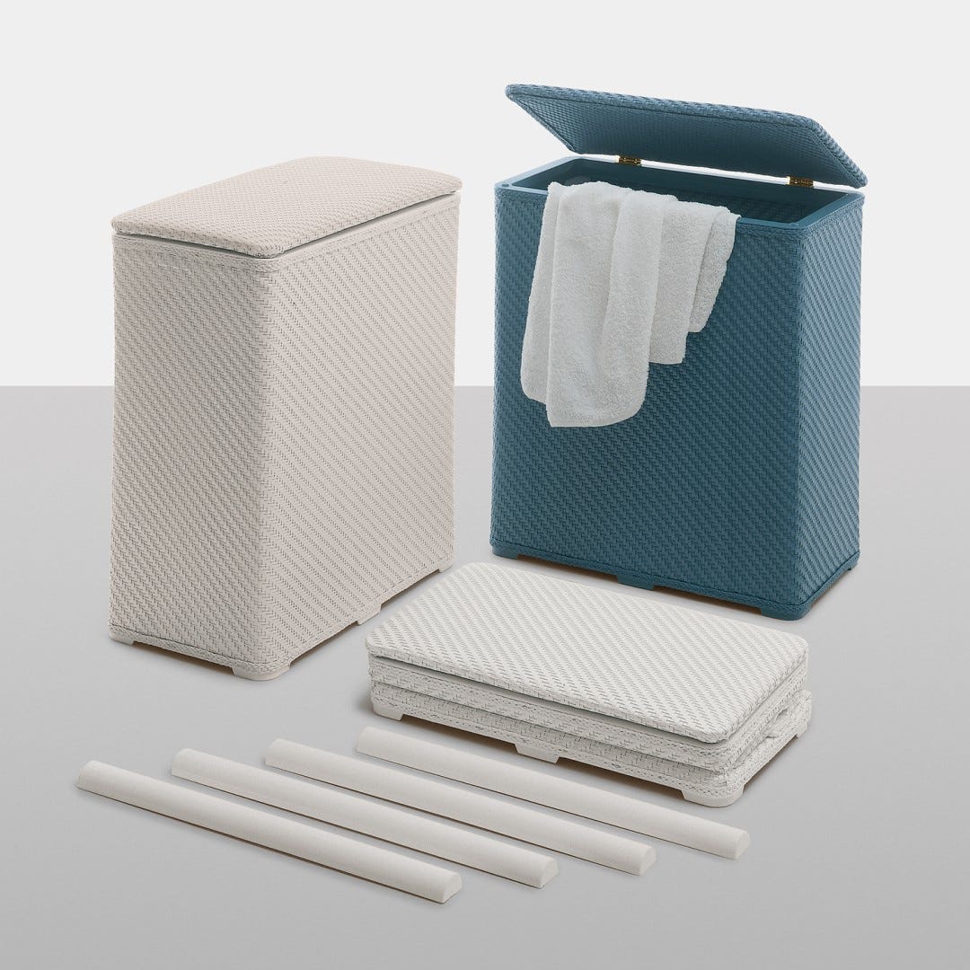 Panier à linge blanc pour la salle de bains | Robinia - 2