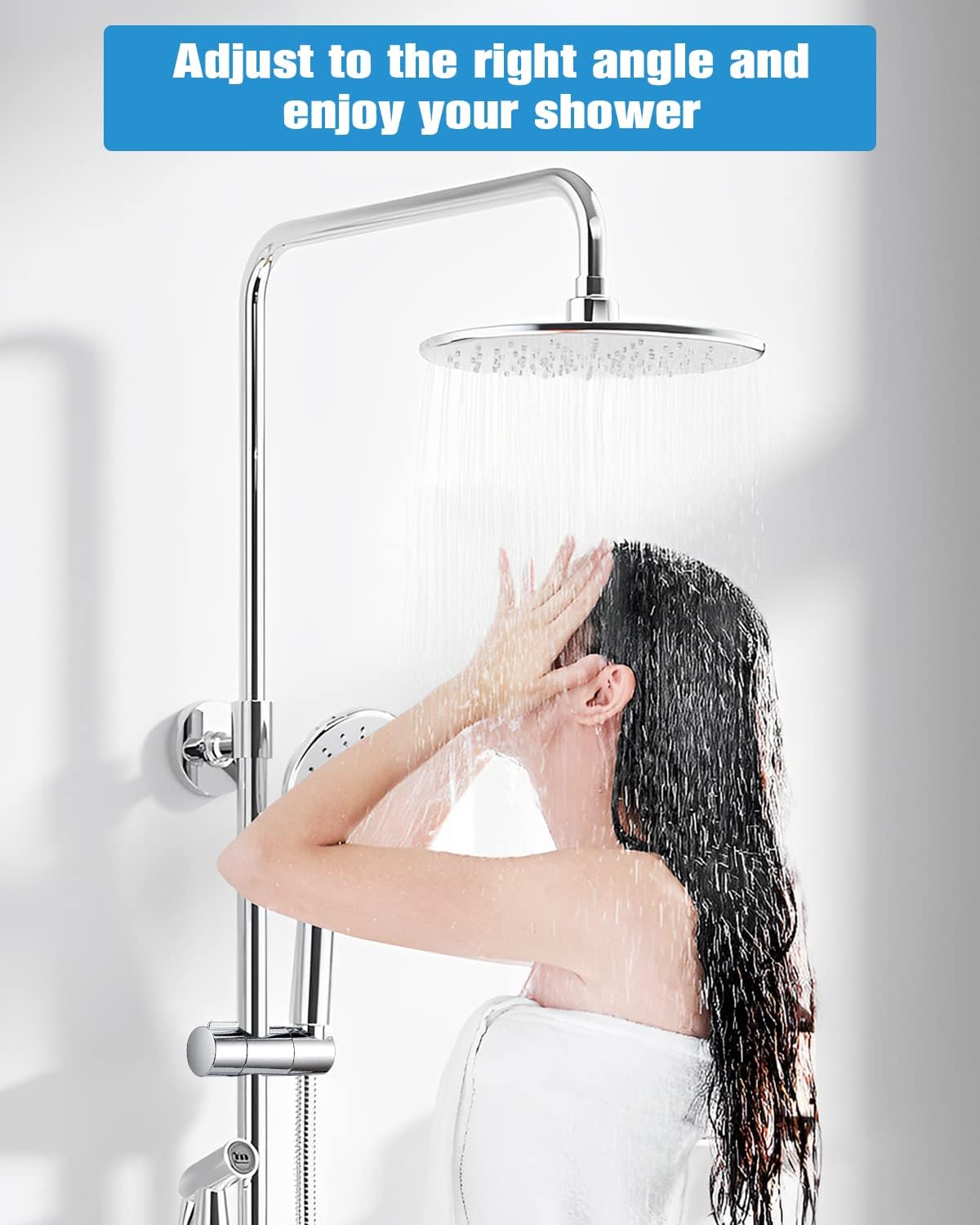 Support de pommeau de douche, adapté à la barre coulissante réglable de 18 à 25 mm, aucun perçage requis, rotation à 360° - 6