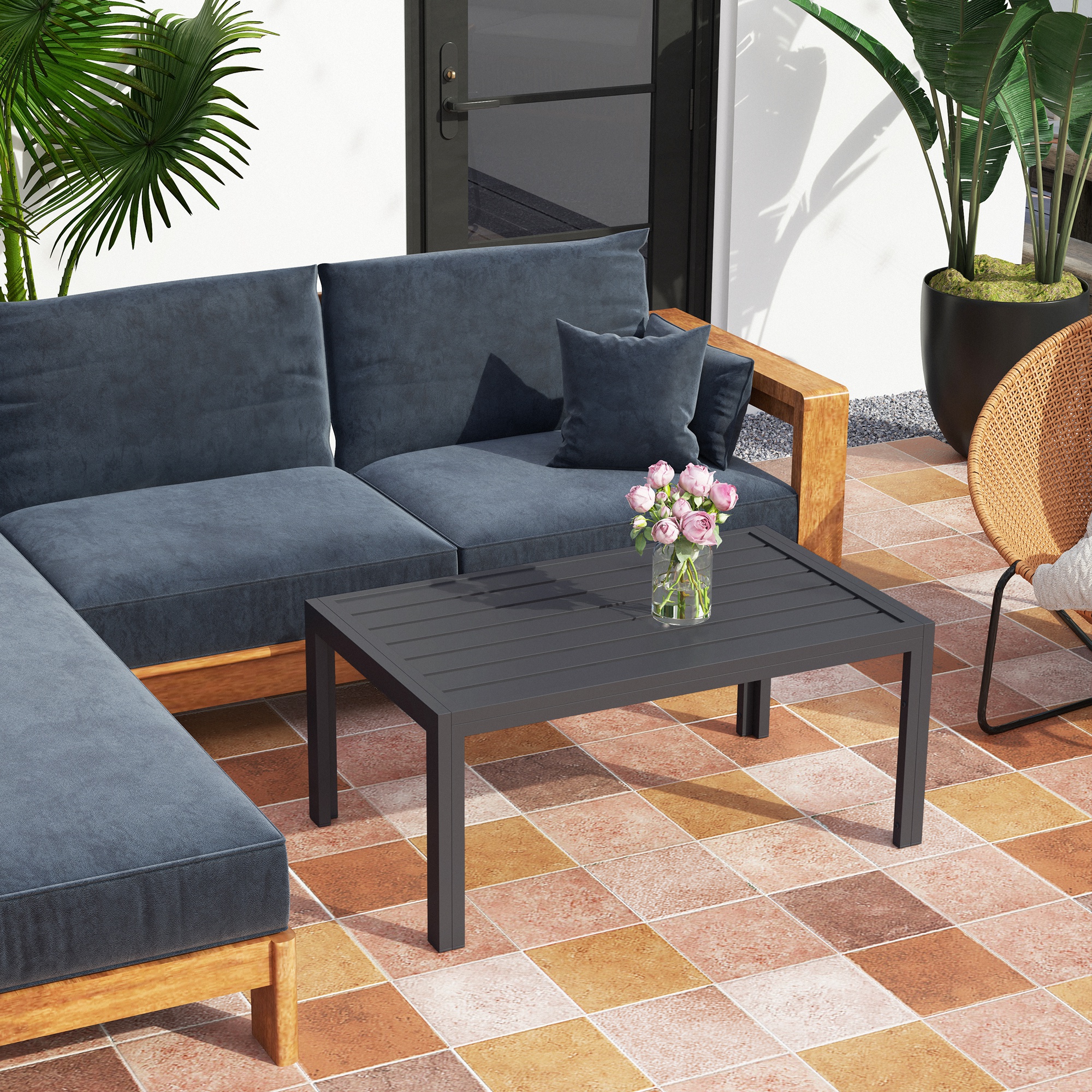 Table basse de jardin acier Outsunny - 7