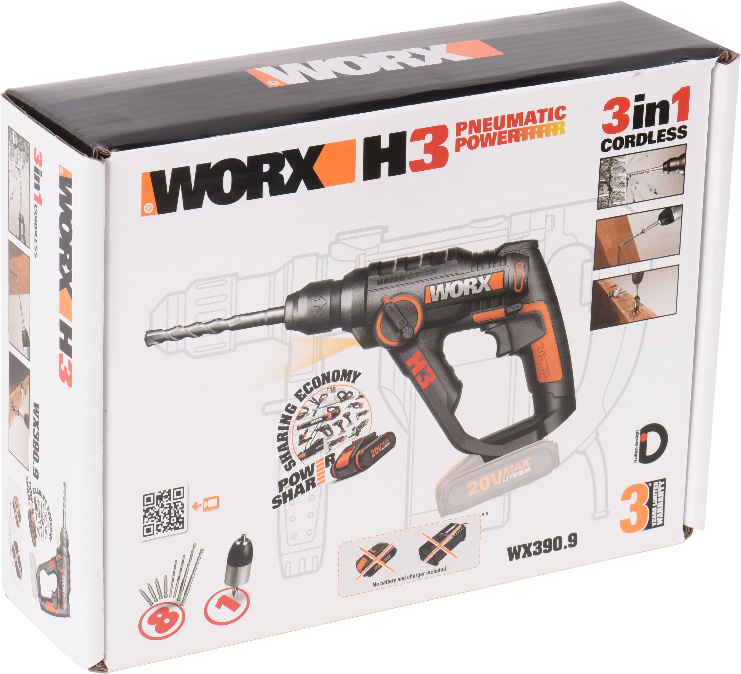 Perforateur sans fil sans batterie WORX, 18 V - 8