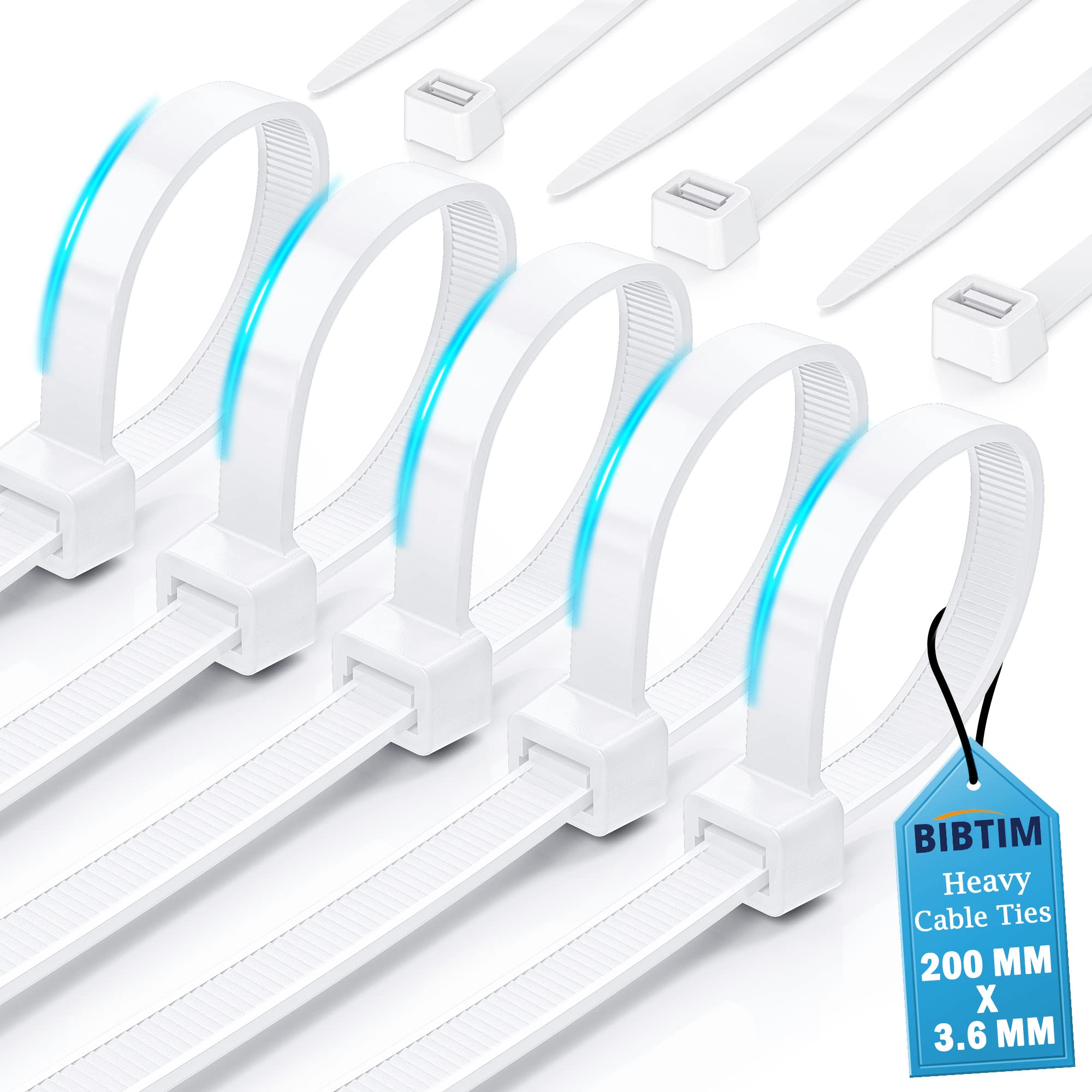 SZXULI Set Di 200 Fascette Bianche Da 120 Mm/150 Mm E 100 Cuscinetti Autoadesivi Resistenti, Resistenti Ai Raggi UV, Fascette In Nylon Per Casa, Ufficio, Garage, Officina - Foto 3