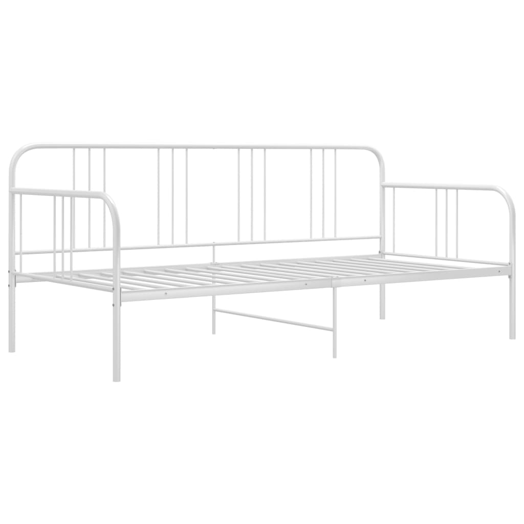 Łóżko Metalowe Białe Rama Łóżka Ze Stelażem DO Pokoju Sypialni 90x200 cm