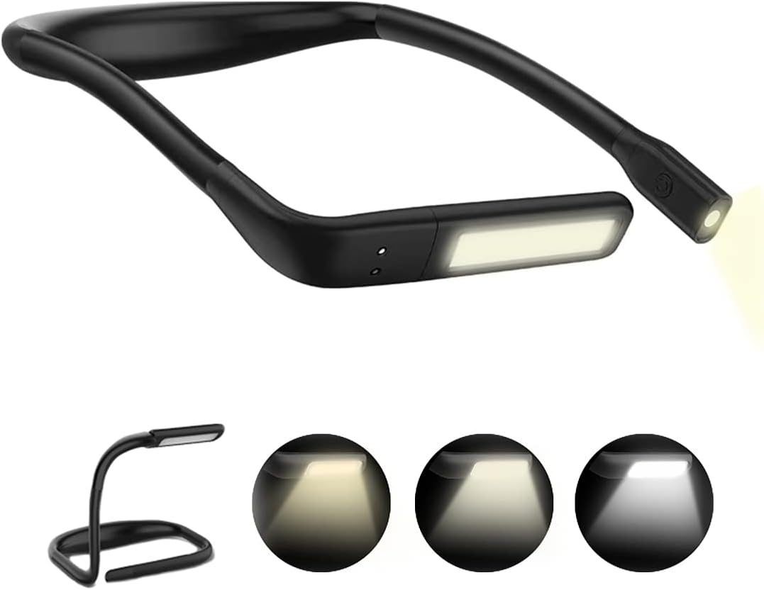 Akumulatorowa lampa do czytania na szyję, składana lampa biurkowa LED 1800 mAh, płynne przyciemnianie i 3 tryby kolorów, regulacja obrotu o 270°, idea