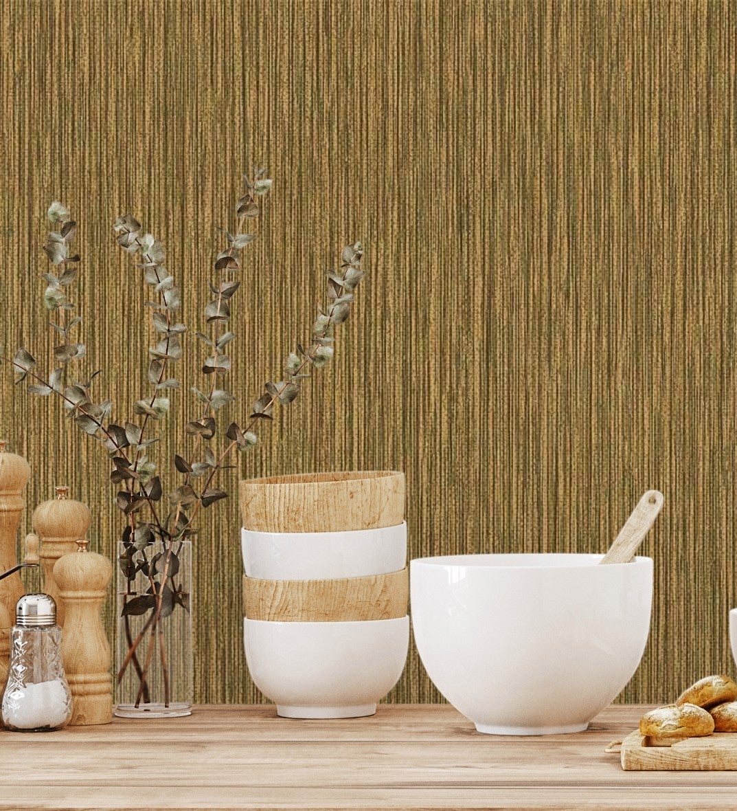 Papel pintado vinílico lavable efecto fibra vegetal con textura en relieve - saratov texture 676387 de gaulan - rollo de 10 m x 1,06 m