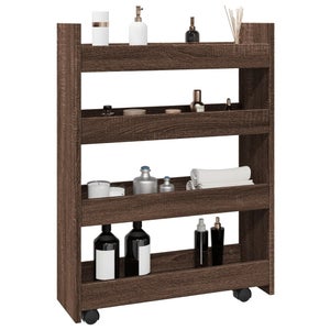 Linxor Desserte Roulante étroite – 4 étagères Noires + Crochets – Chariot De Rangement à Roulettes – 86x40x12.5 Cm – Pour Cuisine, Salle De Bain, Bureau
